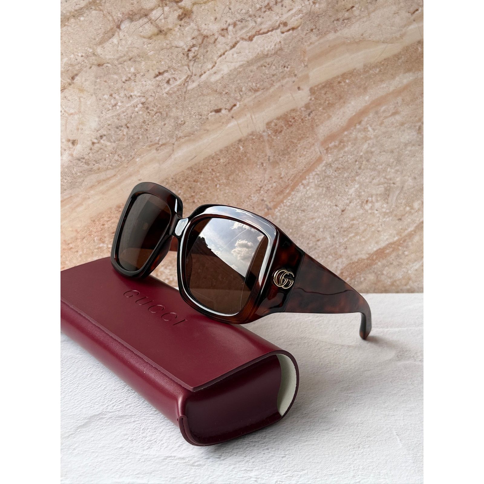 Gucci NEW Gucci GG1402S Havana Brown Square Marmont Sunglasses Size ONE SIZE - 4 Thumbnail