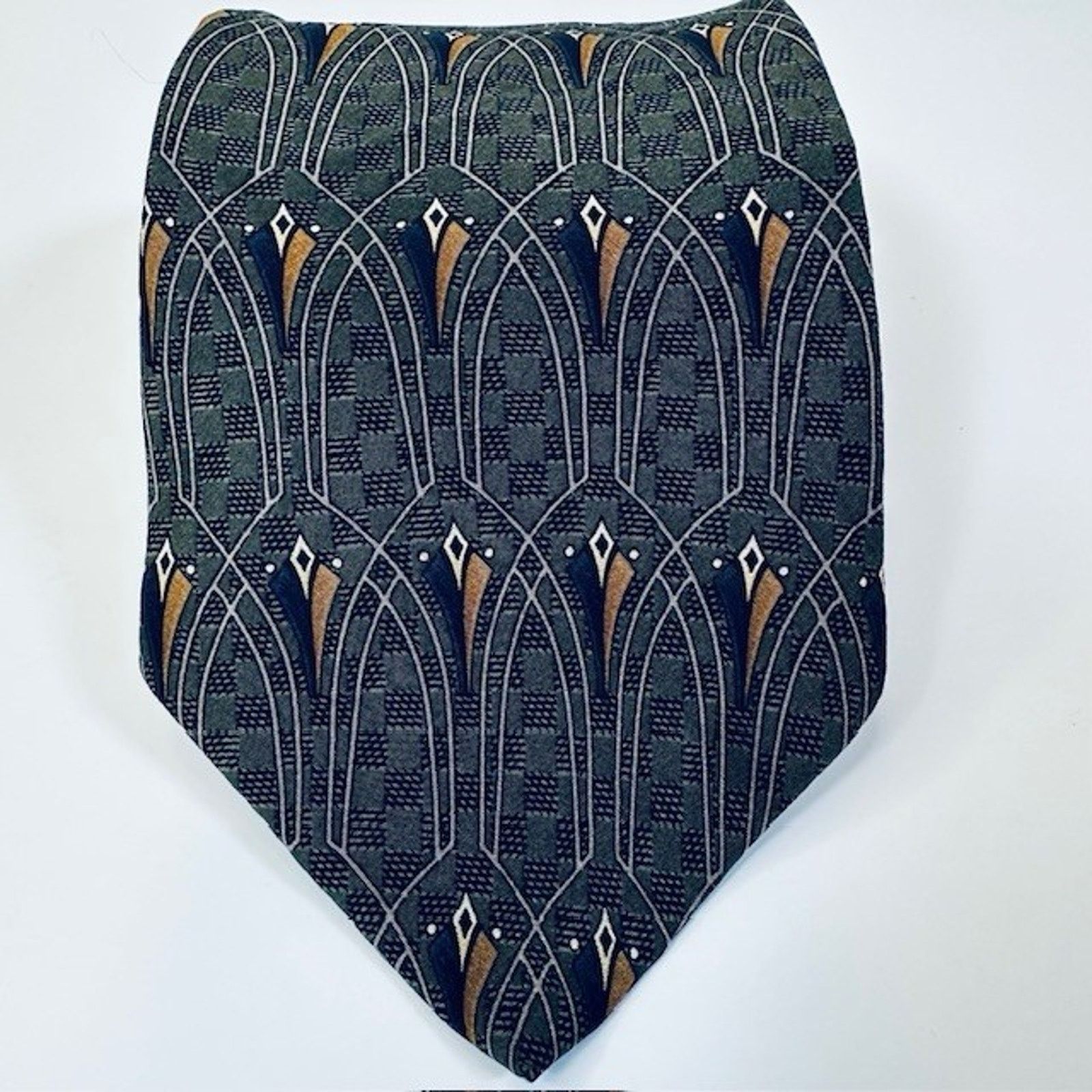 Etienne Aigner Heritage by Etjenne Aigner Tie Silk Costa Rica Green Geo Size ONE SIZE - 8 Thumbnail