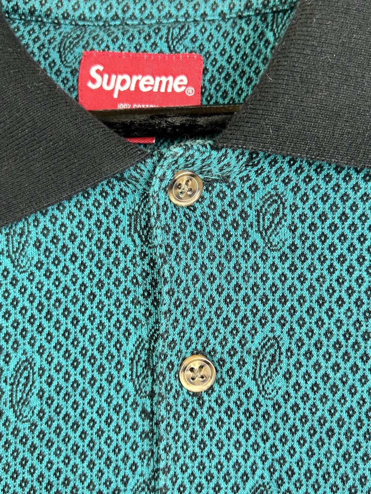 Supreme Supreme FW16 Paisley Blue Knit Collared Long Sleeve L Size US L / EU 52-54 / 3 - 4 Thumbnail