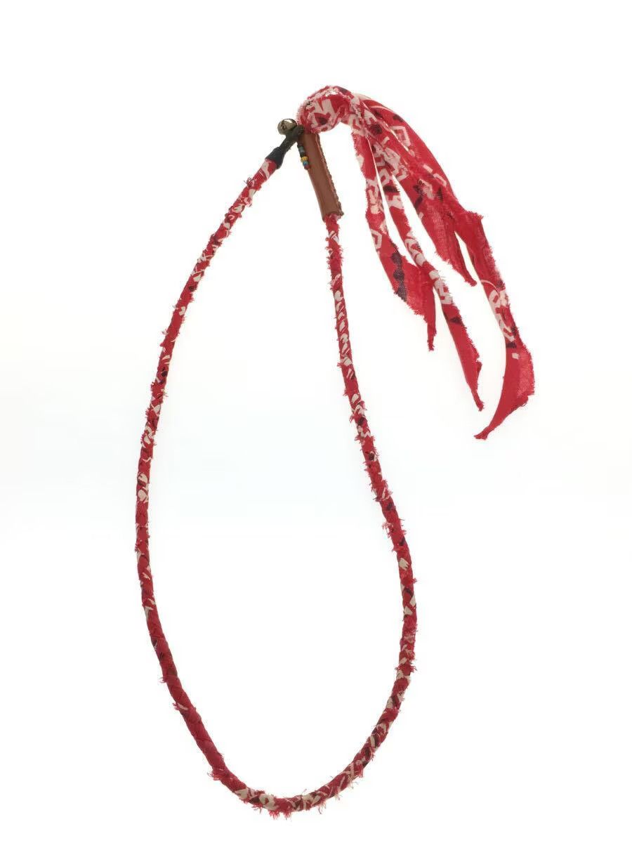 image of Kapital Bandana Fringe Necklace in Red, Men's