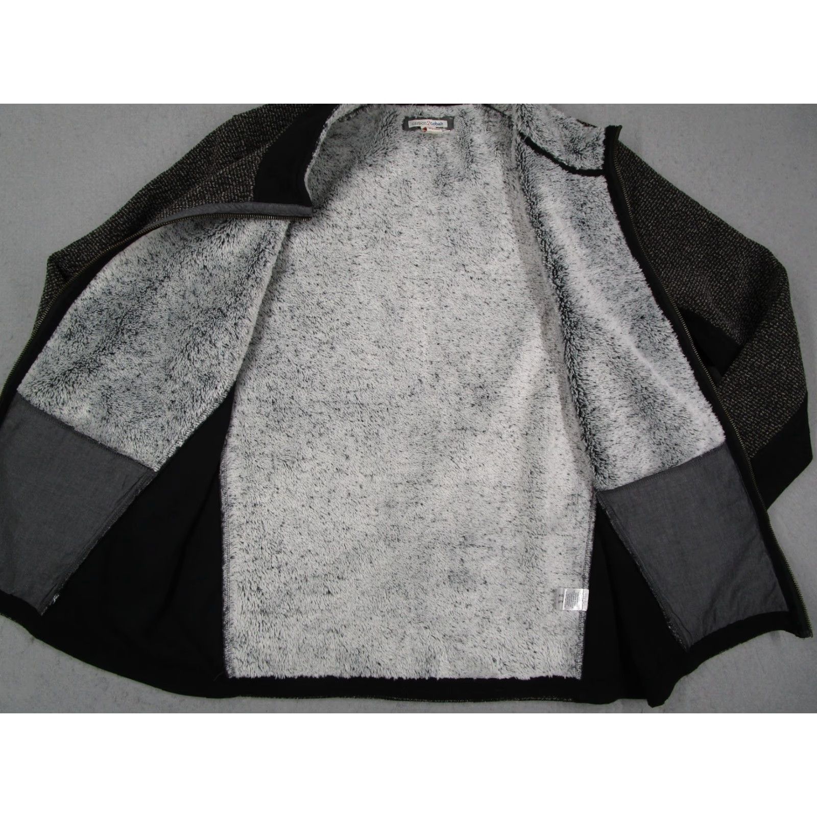 Carbon2Cobalt Carbon2cobalt Jacket Large Gray Black Sherpa Lined Full Zip Knit Fleece Mens Size US L / EU 52-54 / 3 - 4 Thumbnail