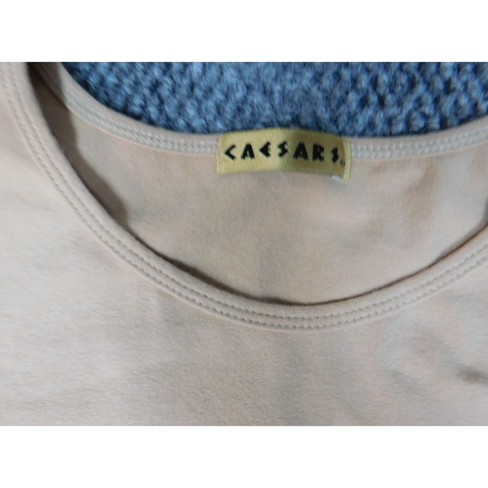 Vintage Caesars Blouse Shirt Women's Large Beige Pullover Short Sleeve Round Neck Pleated Rayon Fashion Casual Regular Vintage No N/A Size L / US 10 / IT 46 - 6 Thumbnail