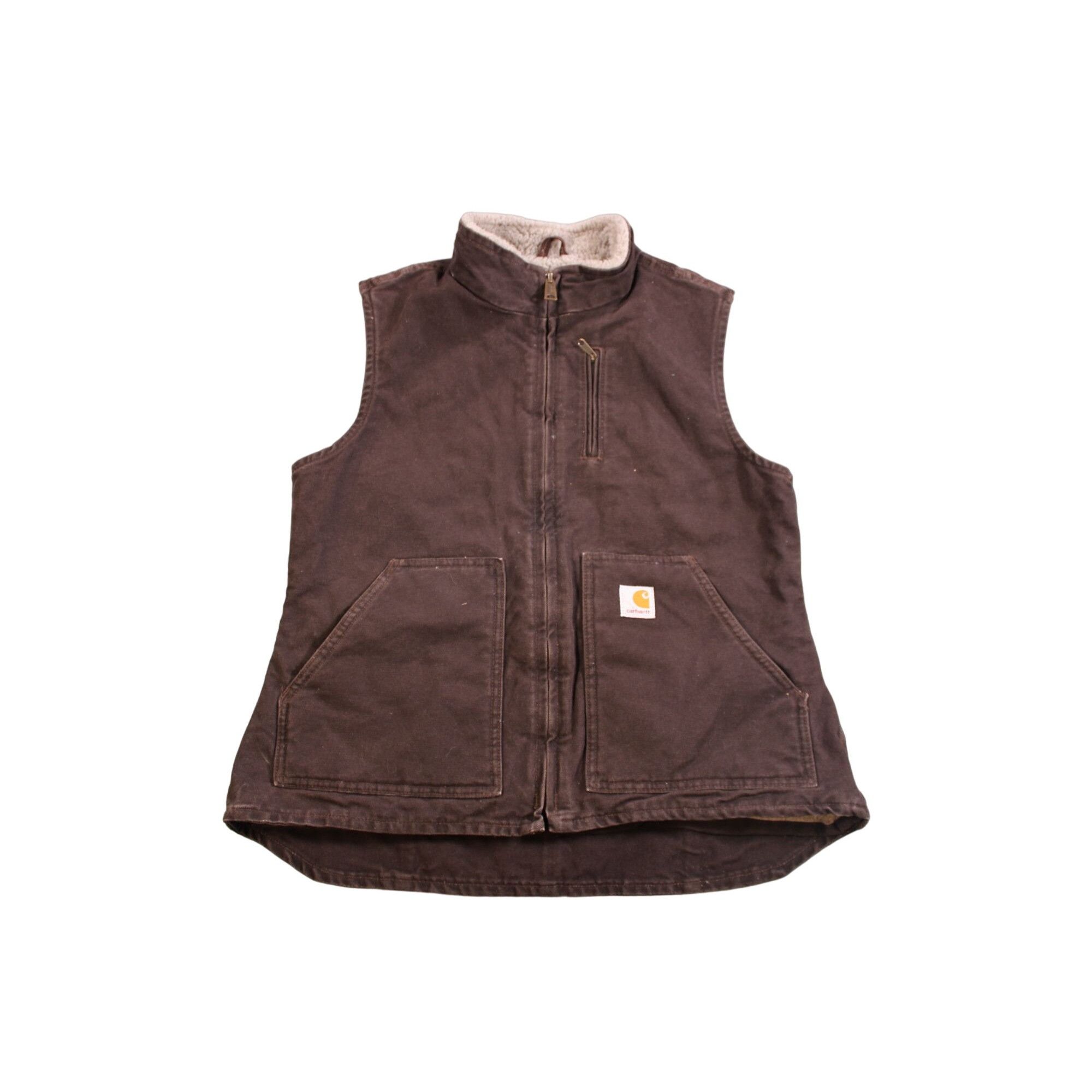 Carhartt Vintage 90s Youth Carhartt Mocha Brown Sherpa Lined Vest | Grailed