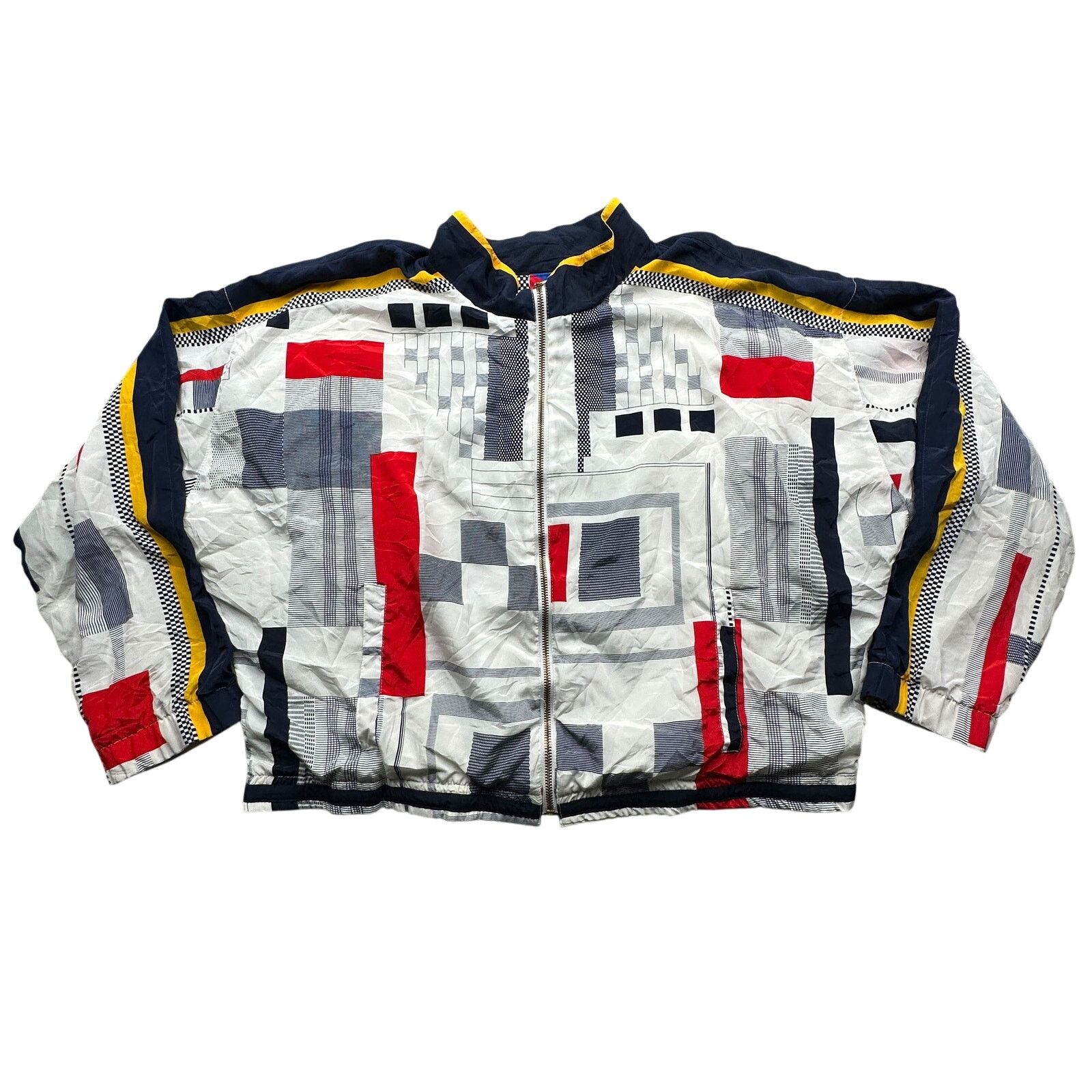 Vintage Vintage 90s Tail Geometric AOP Windbreaker Jacket Womens L Size L / US 10 / IT 46 - 1 Thumbnail