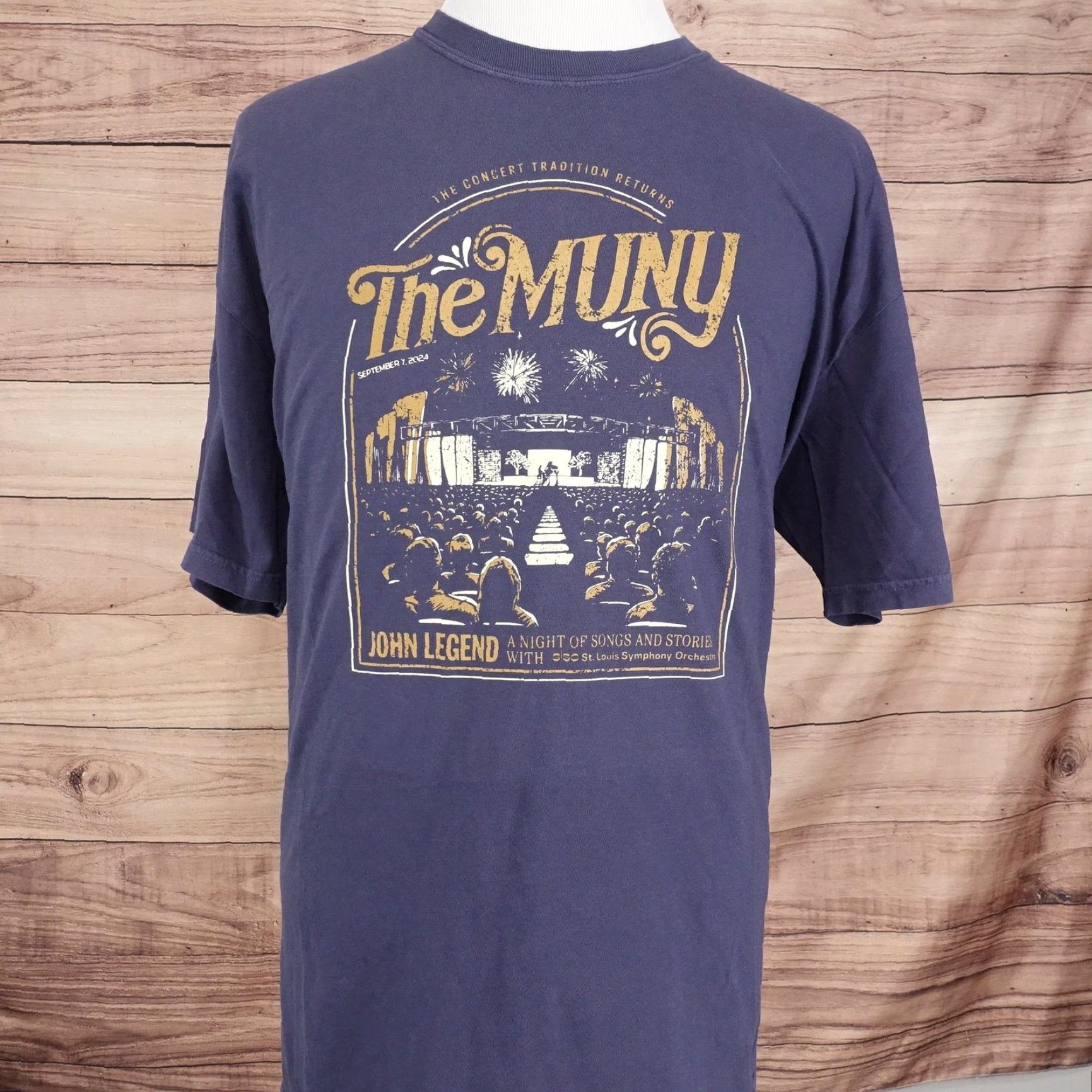 Comfort Colors The Muny John Legend Shirt Mens 2XL Blue Concert Graphic Tee 2024 St Louis Size US XXL / EU 58 / 5 - 4 Thumbnail