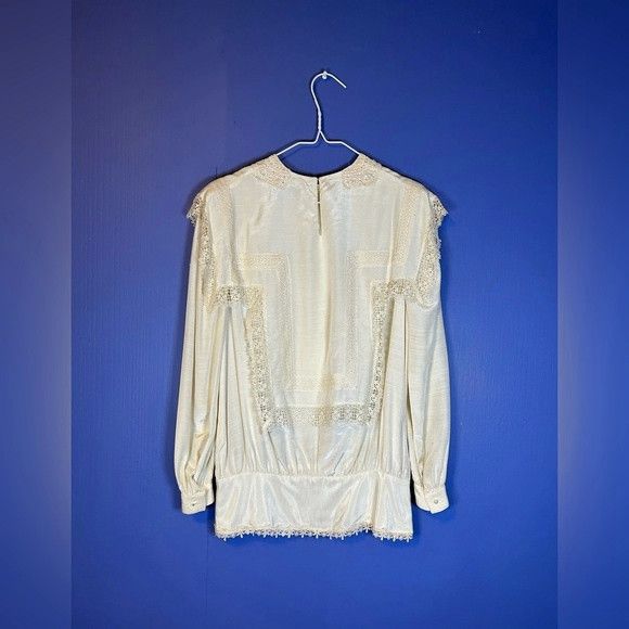 Other Vintage Miss Ashlee Ivory Lace Victorian Style Blouse Size S / US 4 / IT 40 - 6 Thumbnail