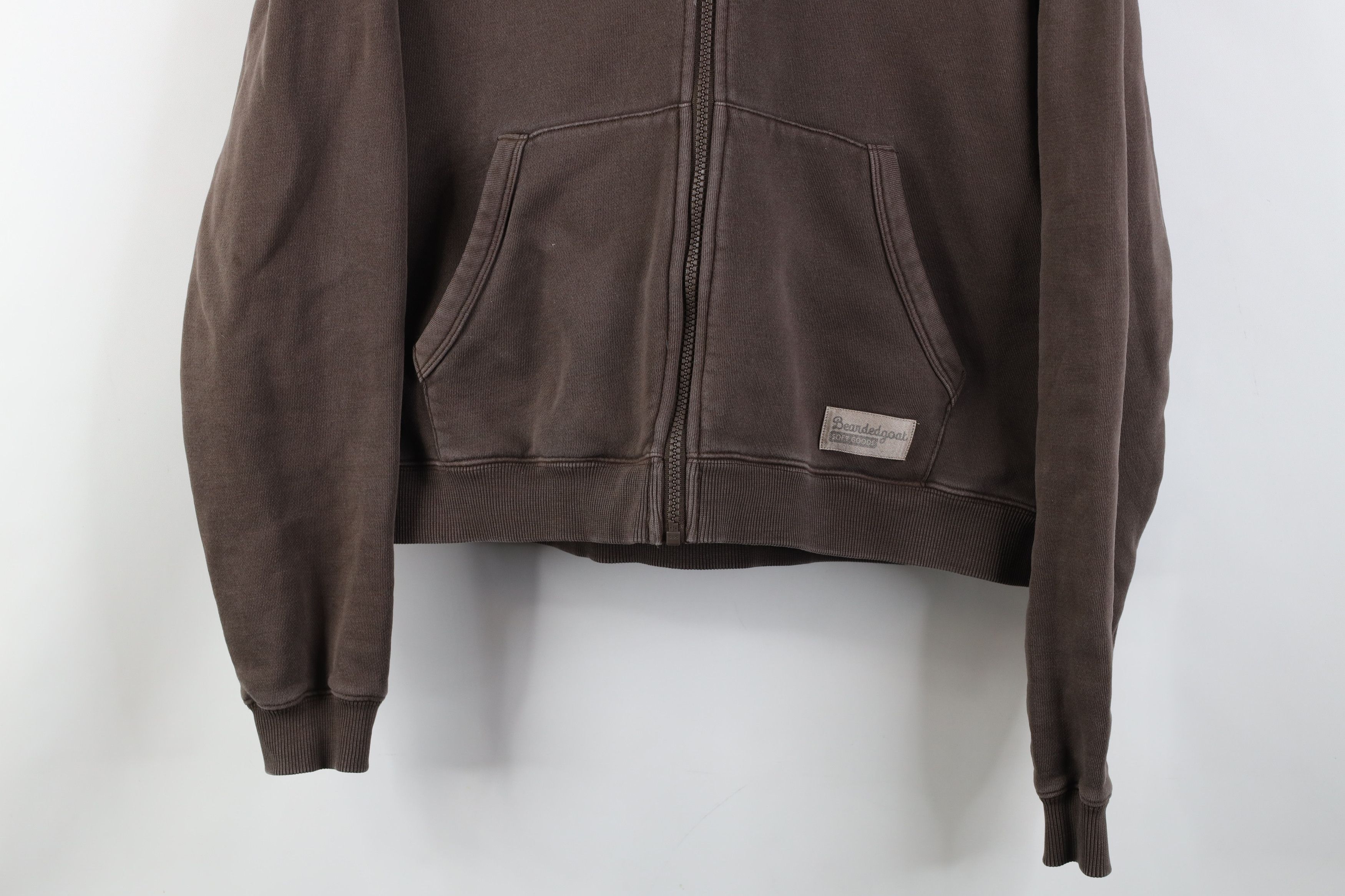 Vintage Bearded Goat Blank Cropped Heavyweight Full Zip Hoodie Brown Size M / US 6-8 / IT 42-44 - 3 Thumbnail