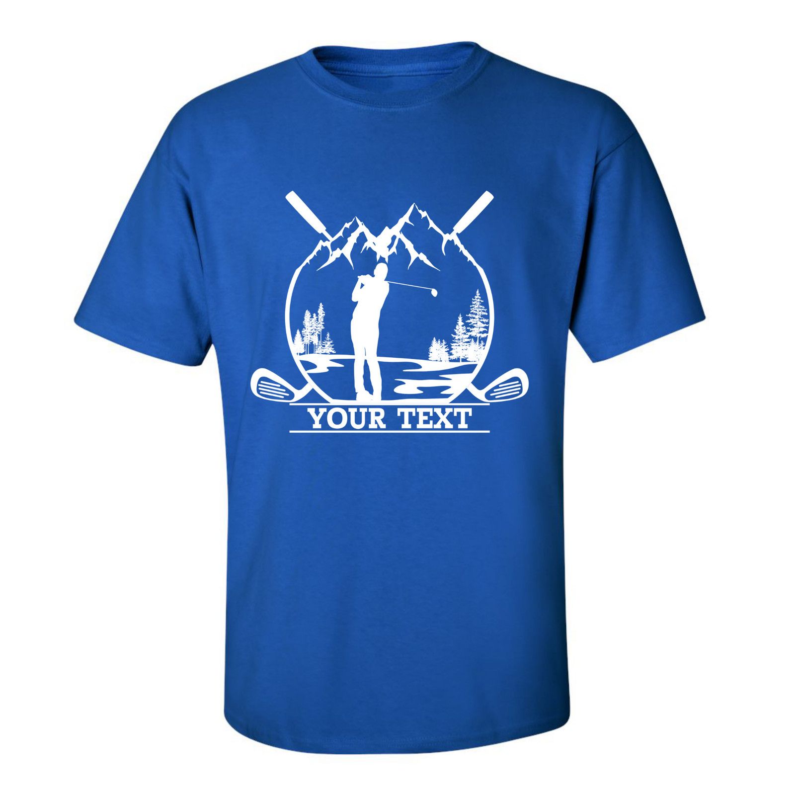 Gildan Personalized Golfer in Nature Scenery Custom Text T-Shirt Size US L / EU 52-54 / 3 - 14 Thumbnail
