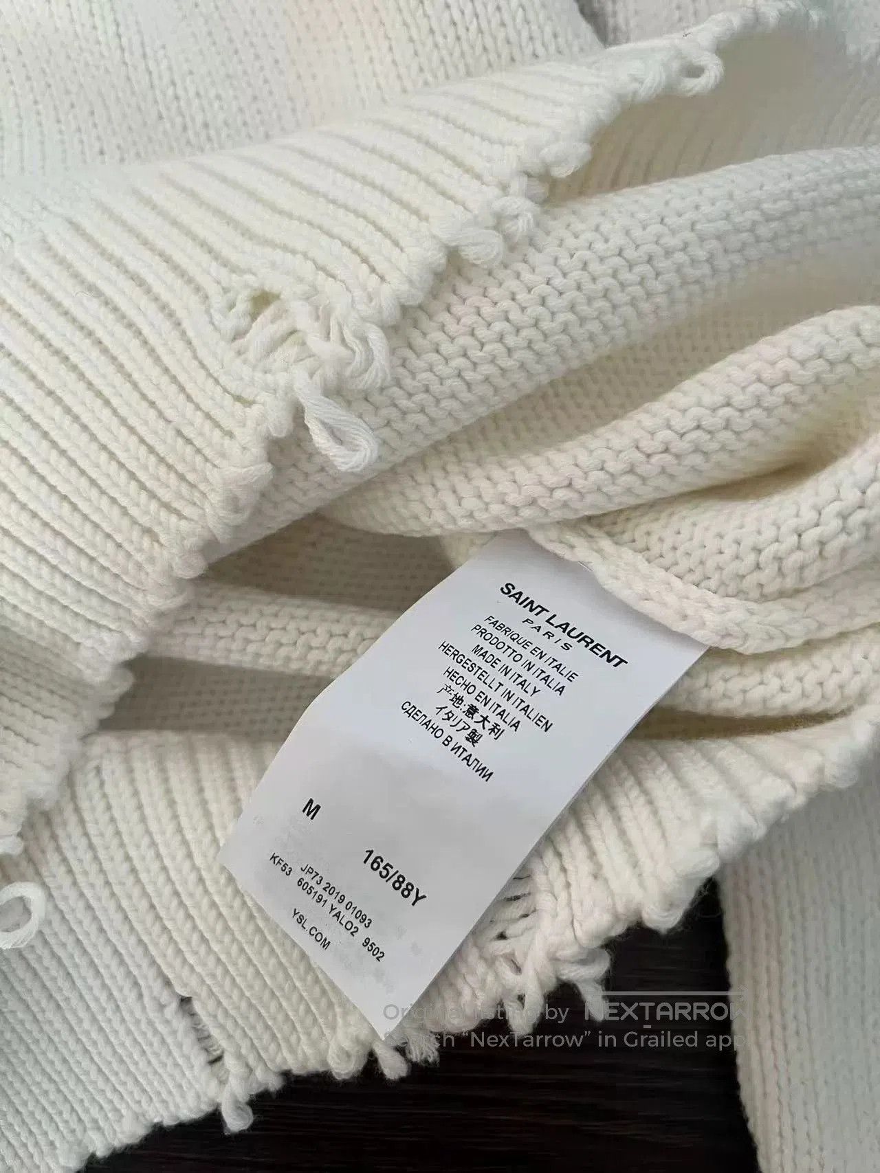 Saint Laurent Paris Saint Laurent Frayed Crewneck Wool Sweater. Size S / US 4 / IT 40 - 4 Thumbnail