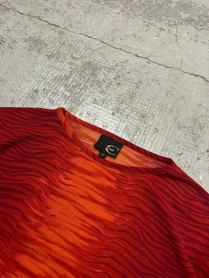 Just Cavalli 2000s Cavalli Fire Waves Orange & Red Longsleeve Size US XS / EU 42 / 0 - 5 Thumbnail