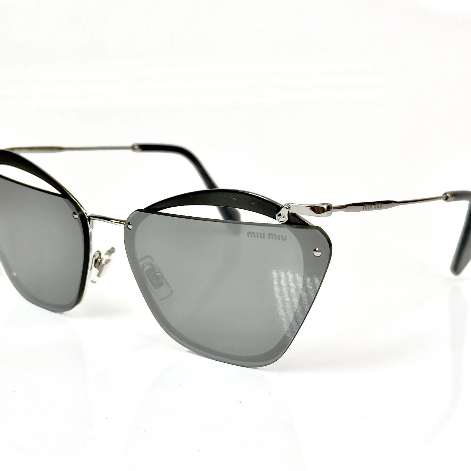 Miu Miu MIU MIU MU54TS NOIR Cut Out 54T Black Silver Mirrored Size ONE SIZE - 4 Thumbnail