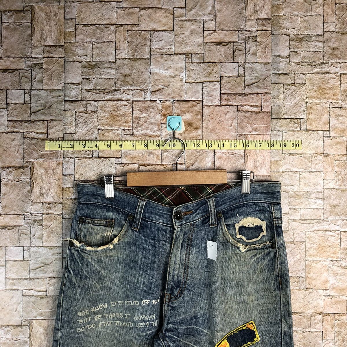 Japanese Brand One Beach Blue Distressed Denim Pants #A130 Size US 31 - 4 Thumbnail
