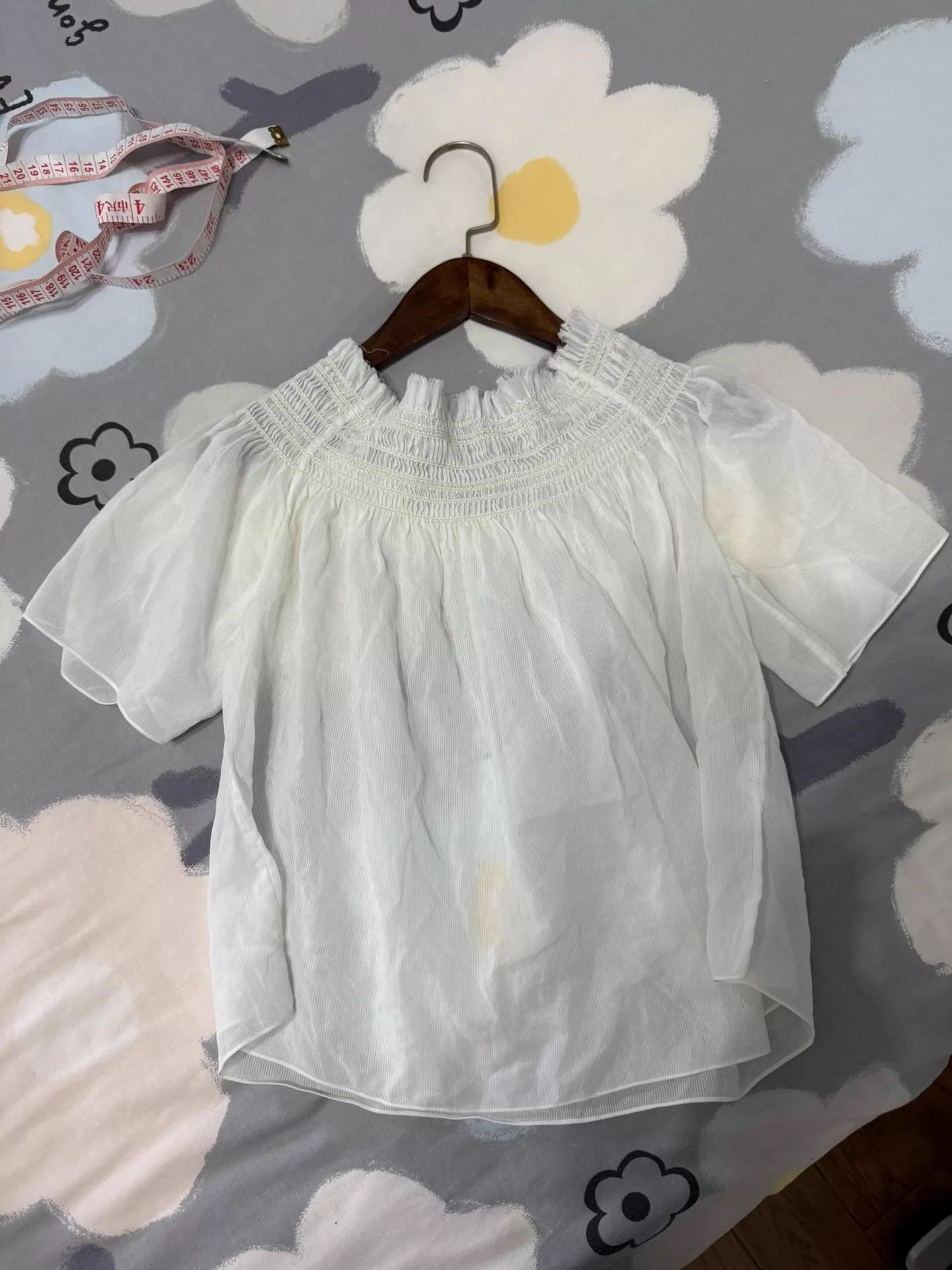 Saint Laurent Paris SAINT LAURENT Off-Shoulder Sheer Top 9/10 Vacation Size XS / US 0-2 / IT 36-38 - 1 Thumbnail