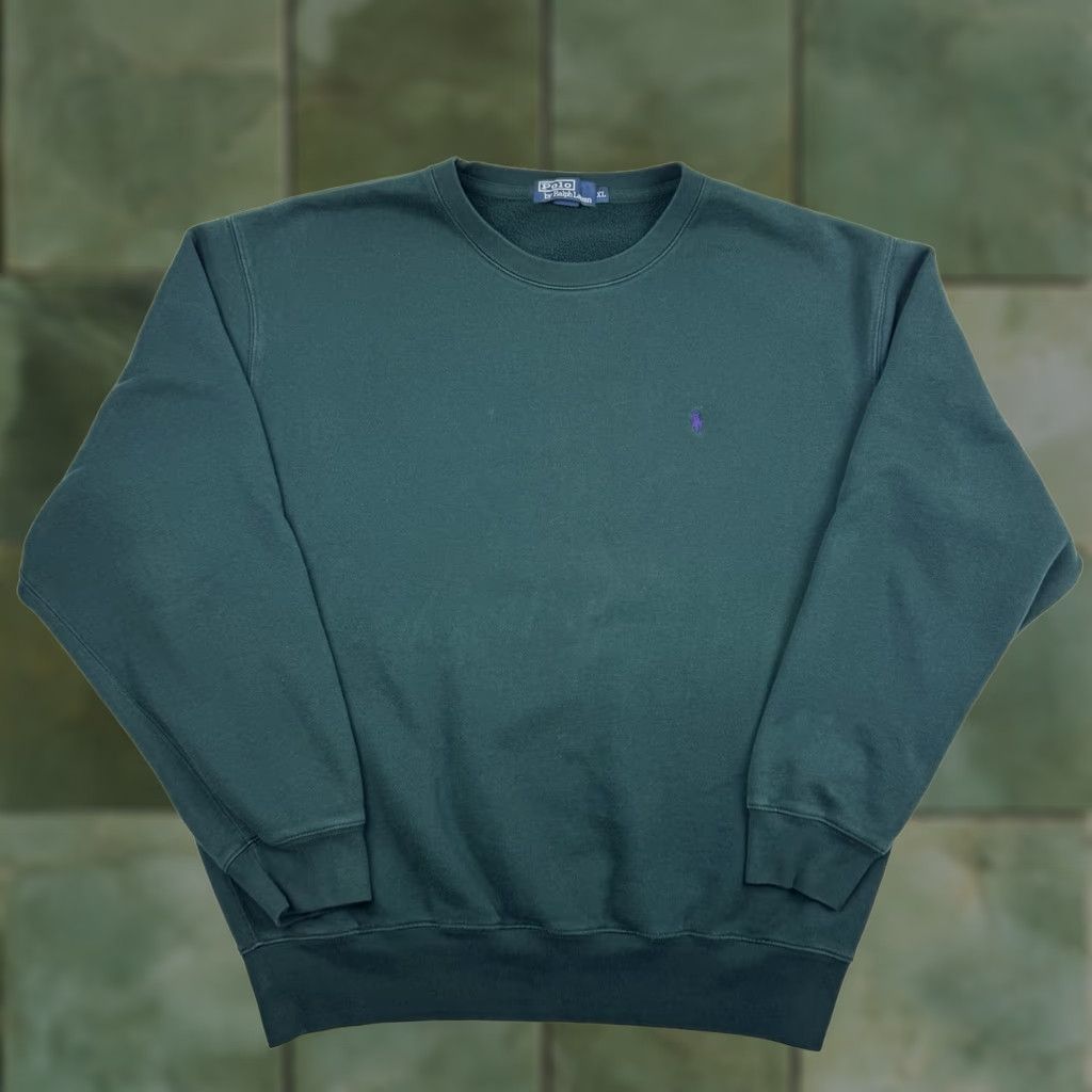 Polo Ralph Lauren VINTAGE Polo Ralph Lauren Sweatshirt Adult XL Crewneck Pullover Green Designer 90s Mens Size US XL / EU 56 / 4 - 1 Thumbnail