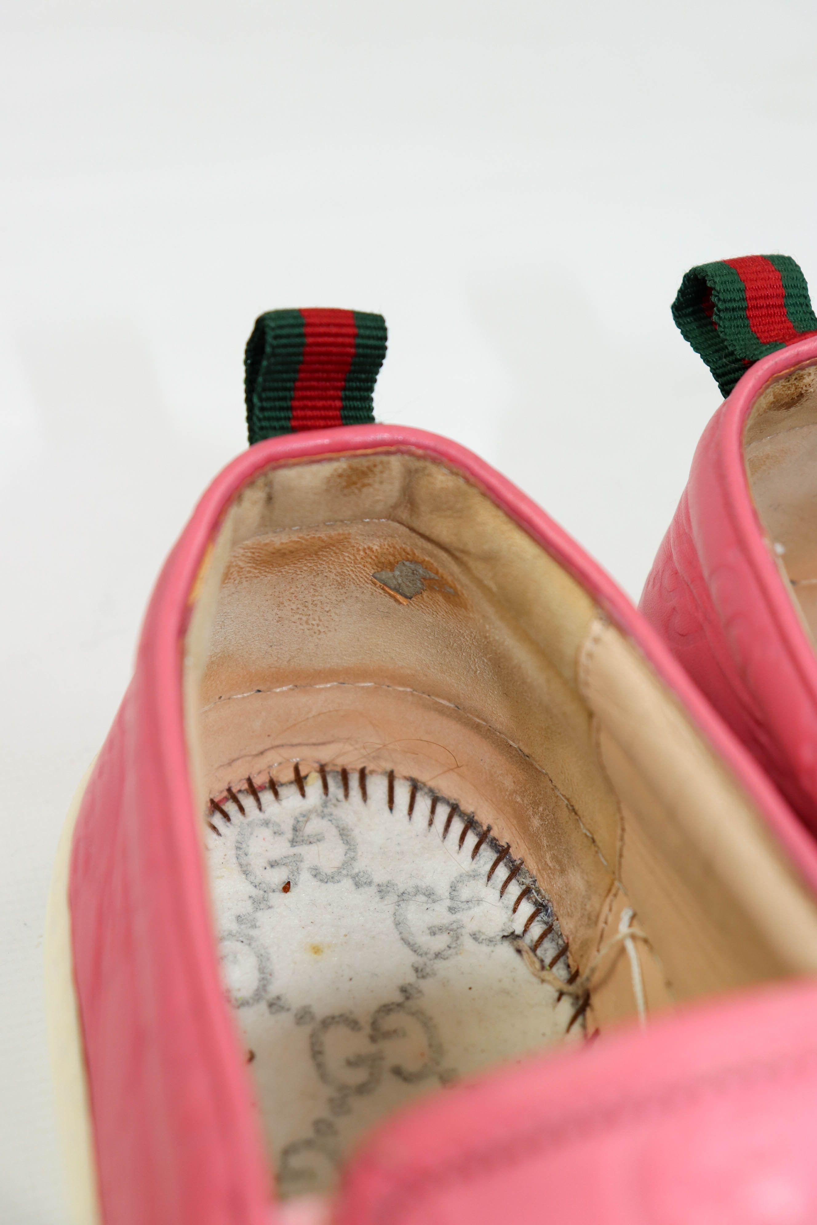 Gucci “Fashion Pink” Leather GG Monogram Slip On Shoes
