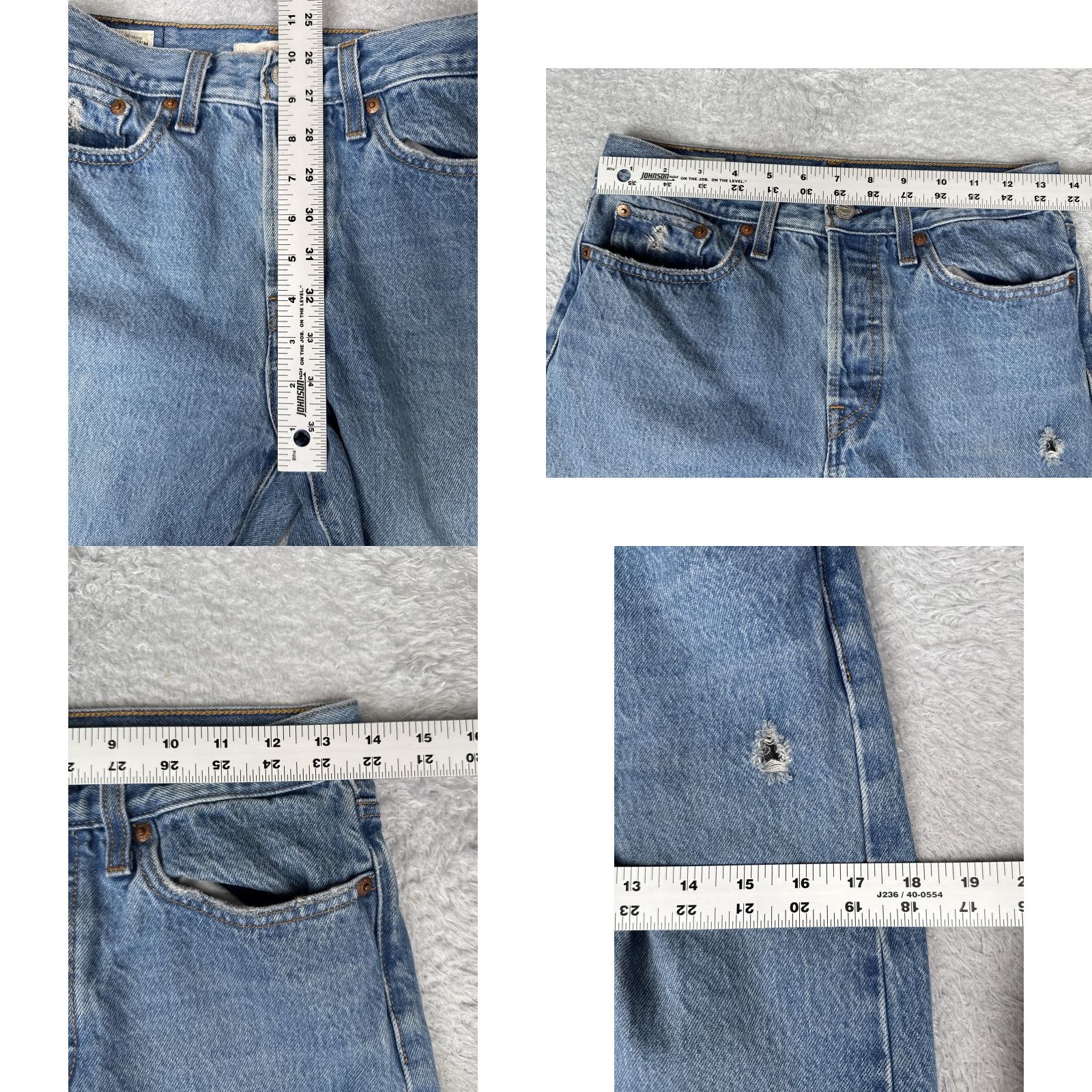 Levi's Levi's Wedgie Fit Jeans Women 27 Blue Distressed Button Fly High Rise Straight 5-Pocket Denim 100% Cotton Midi Blue Size 27" / US 4 / IT 40 - 9 Thumbnail