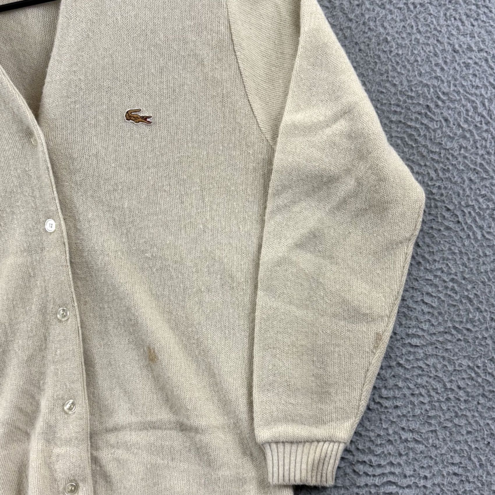Lacoste VINTAGE Lacoste Sweater Men Large Beige 70s Long Sleeve Button Cardigan Size US L / EU 52-54 / 3 - 5 Thumbnail