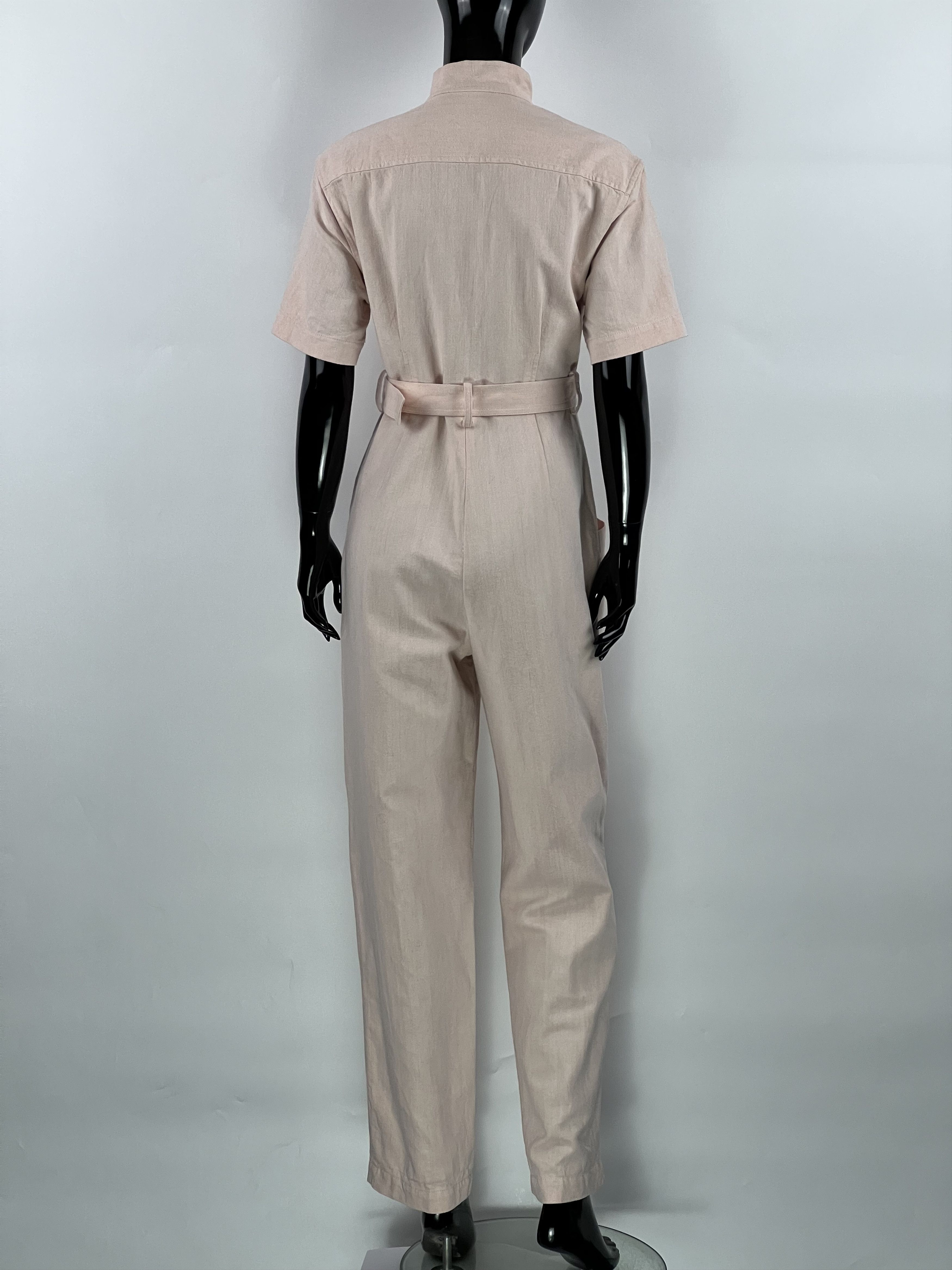 Sandro Sandro Light Pink Cotton Linen Belted Jumpsuit Size 36 Size 27" / US 4 / IT 40 - 3 Thumbnail
