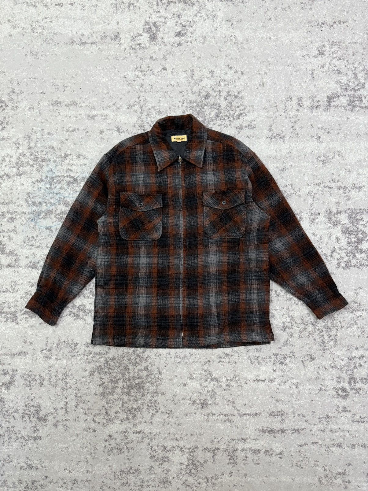 Japanese Brand VINTAGE BOON PAL CHEKERED FLANEL ZIPER QUILTED LINED SHIRT Size US M / EU 48-50 / 2 - 3 Thumbnail