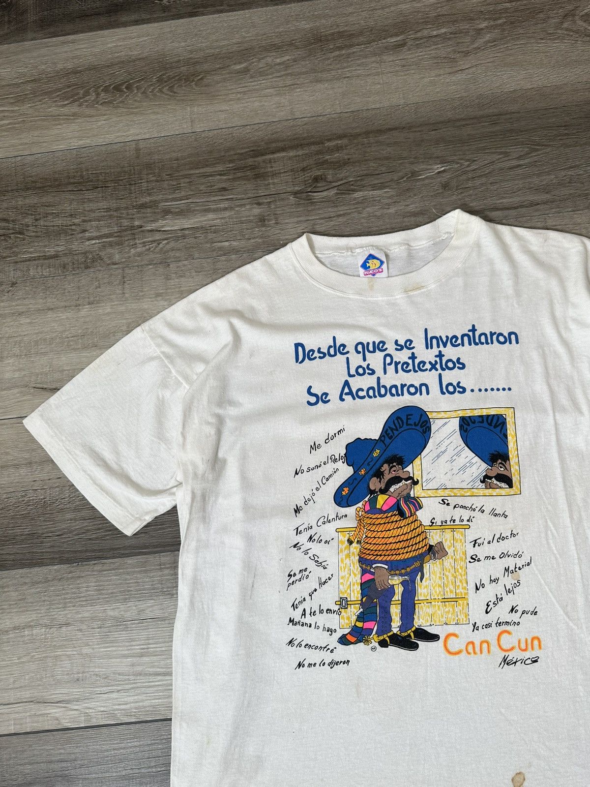 Vintage Vintage Mexico Los Pretextos White Oversized Cowboy Tee Size US XL / EU 56 / 4 - 3 Thumbnail