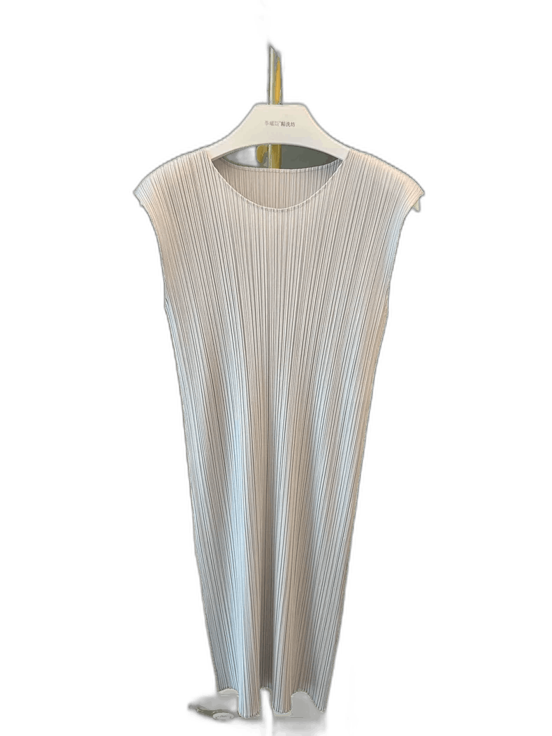 Issey Miyake Issey Miyake Pleated Dress Light Gray JH113-yf Size 22" - 1 Thumbnail