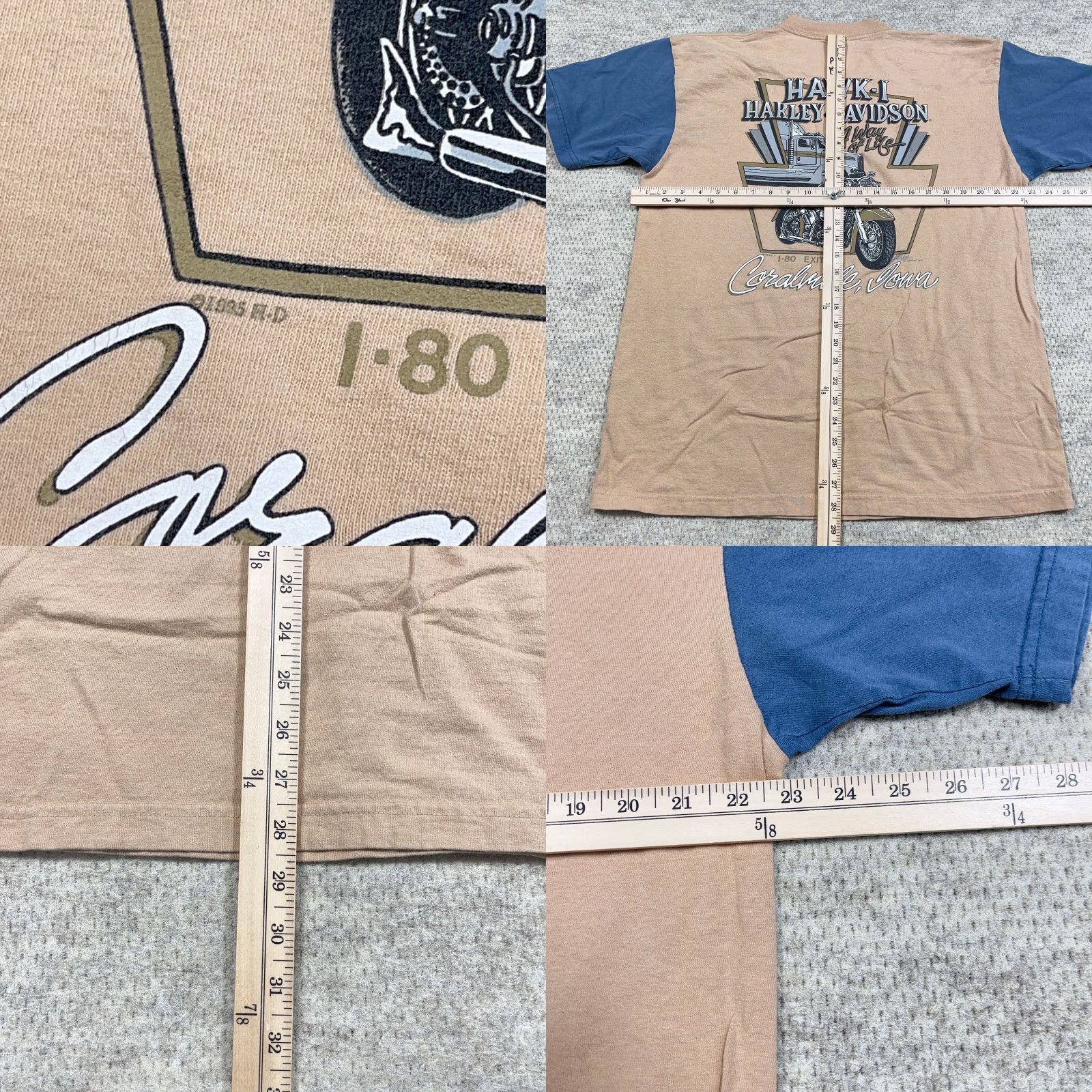 Harley Davidson VINTAGE Harley-Davidson Shirt Men Large Tan Blue 90s 1995 Made In USA Iowa Semi Size US L / EU 52-54 / 3 - 9 Thumbnail