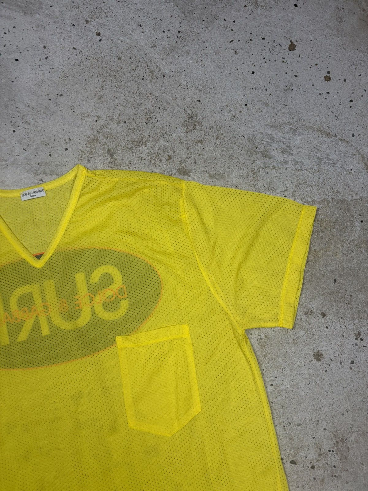 Dolce & Gabbana Vintage 90s Dolce & Gabbana Mare Yellow Surf Mesh T Shirt Size US XL / EU 56 / 4 - 8 Thumbnail