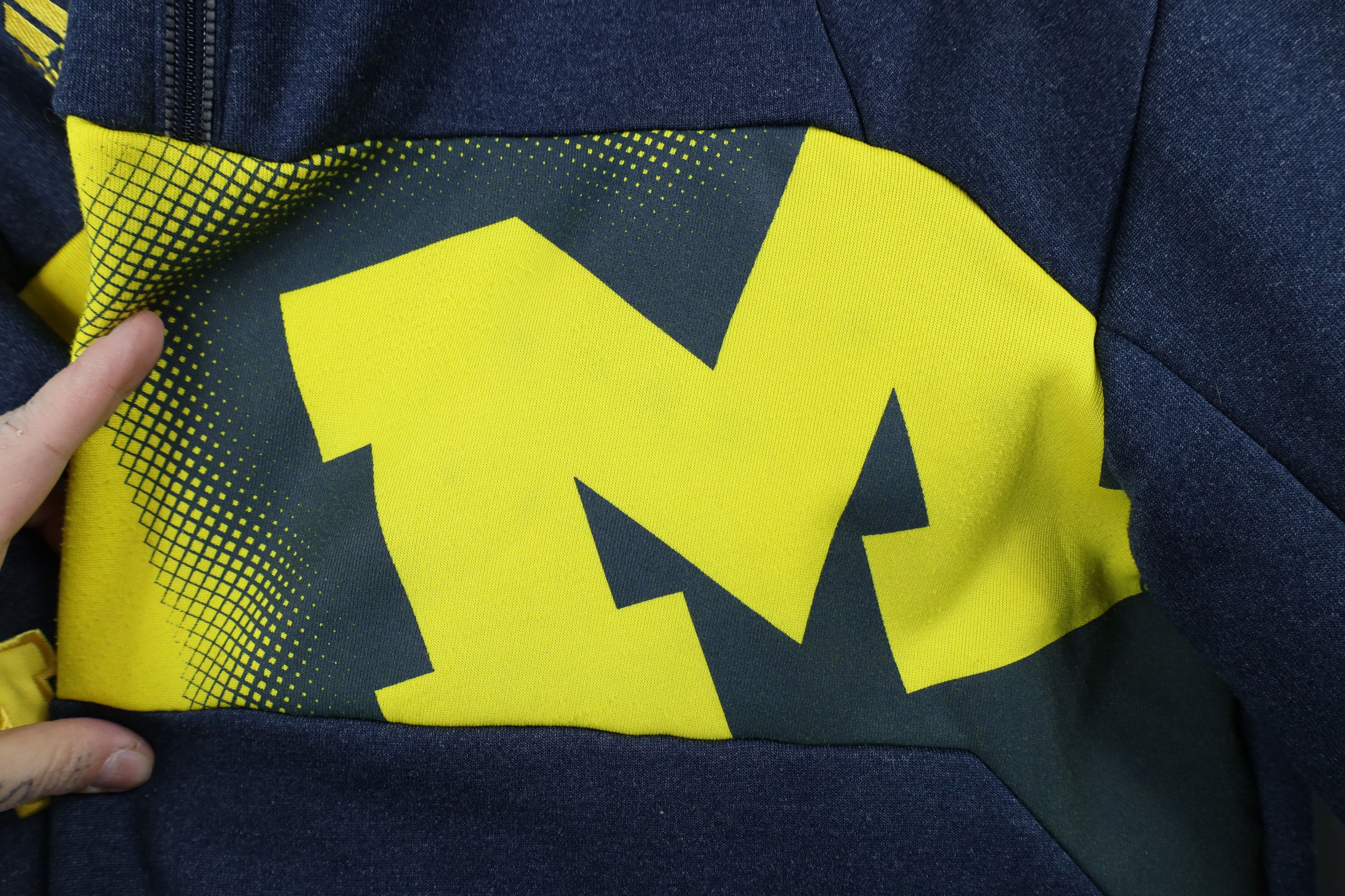 Adidas × Vintage Adidas University of Michigan Football Half Zip Hoodie Blue Size US L / EU 52-54 / 3 - 4 Thumbnail