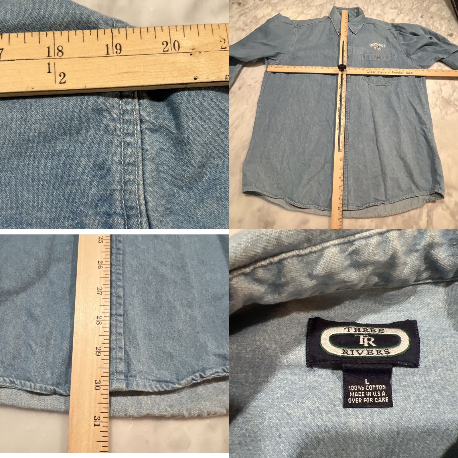 Denime VINTAGE Jack Daniel’s Denim Button Down Shirt Men Large Long Sleeve Embroidery Fade USA Shirt Mens L Blue Embroidery USA 90s Size US L / EU 52-54 / 3 - 8 Thumbnail