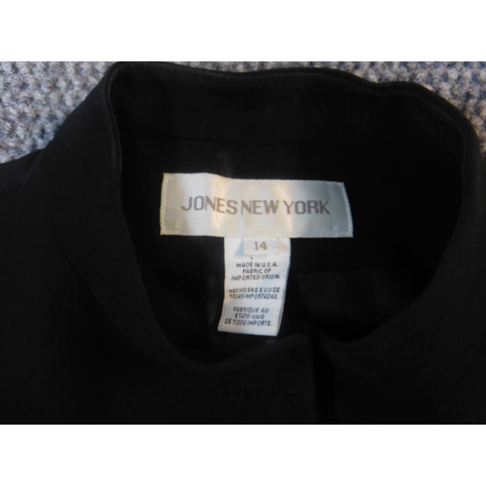 Jones New York Jones New York Womens Jacket Blazer Knit Cotton Long Sleeve Zip Black 14 Casual Winter Buttons Collared Regular Mid-Length Vintage No Size XL / US 12-14 / IT 48-50 - 5 Thumbnail