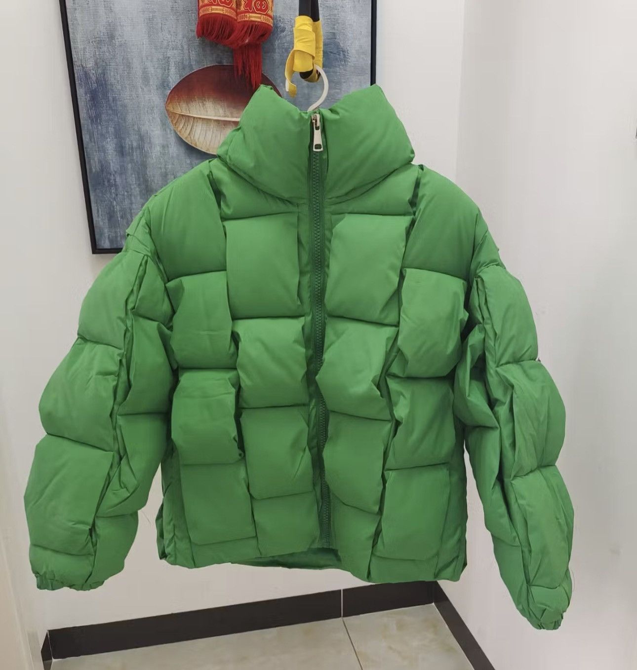 Japanese Brand × Vintage Quilted high fashion green puffer jacket streetwear Size US L / EU 52-54 / 3 - 5 Thumbnail