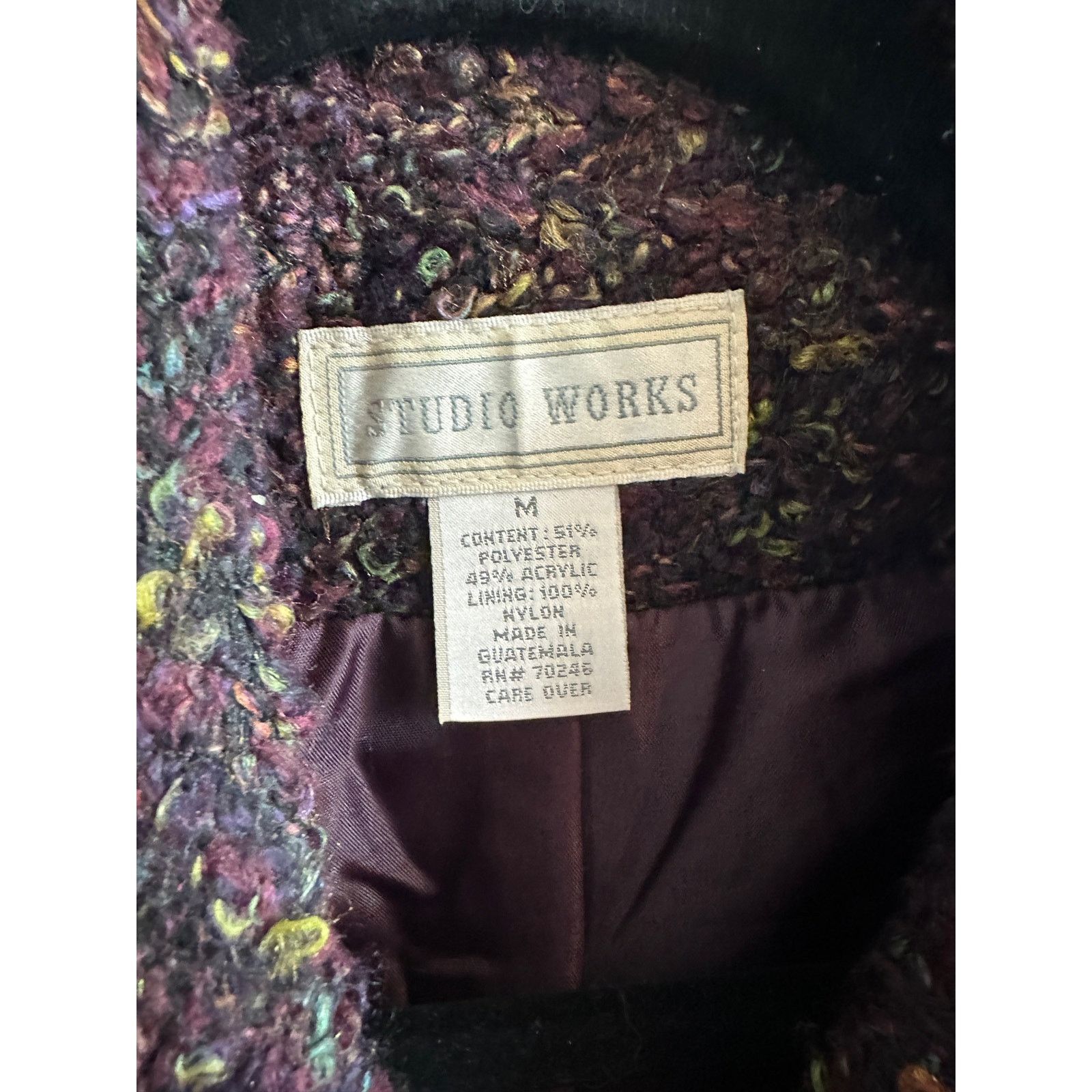 Other Studio Works Medium Purple Tweed Long Sleeve Button Up Coat Size M / US 6-8 / IT 42-44 - 13 Thumbnail