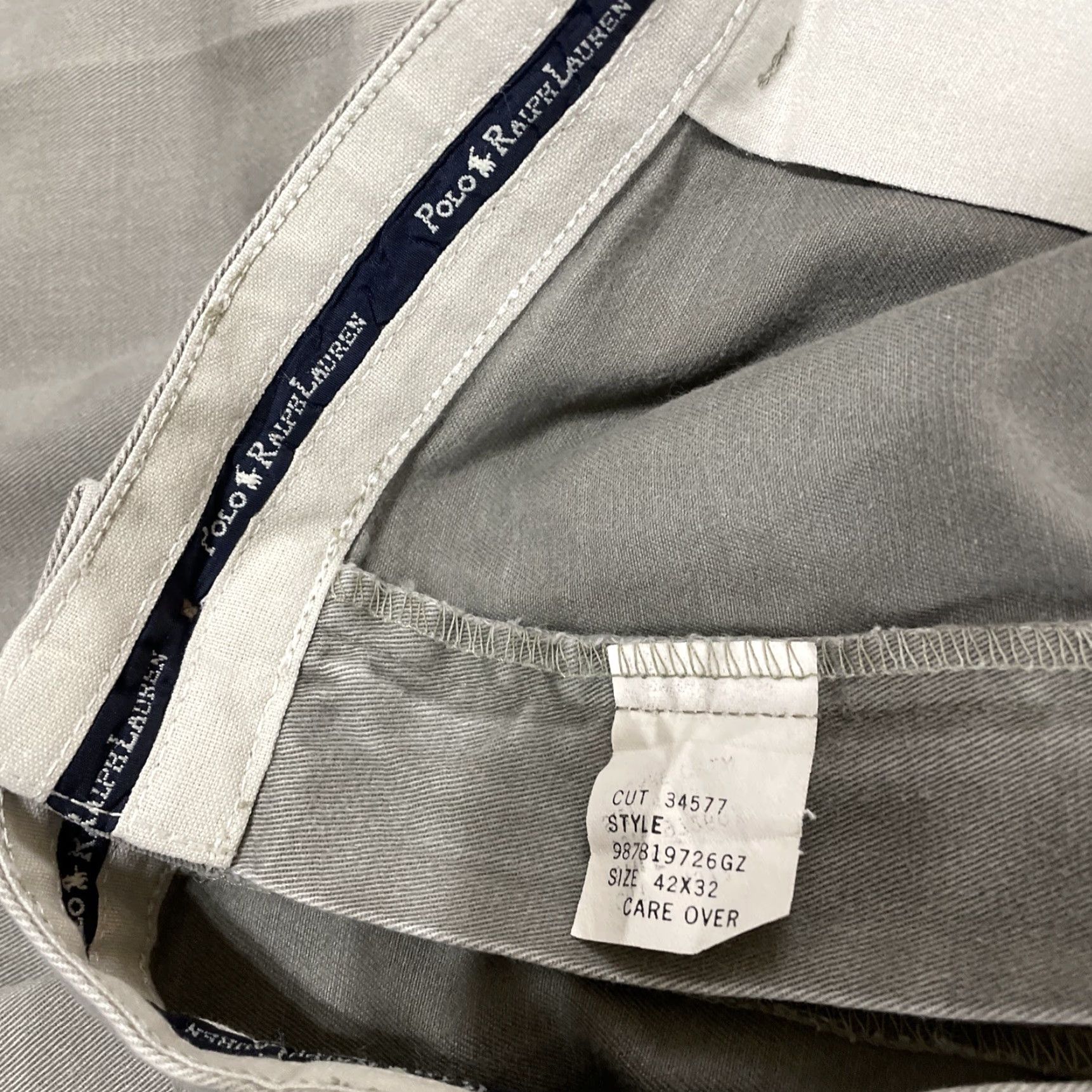Polo Ralph Lauren VINTAGE Polo Ralph Lauren Chino Pants Men 42x32 Pleated Regular Fit Gray Light Green USA 90s Preppy Americana Classic Vintage Core Men Size US XL / EU 56 / 4 - 7 Thumbnail
