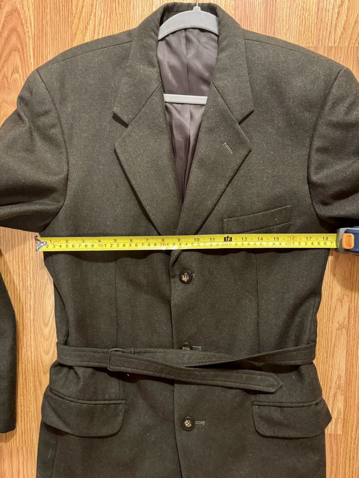 Giuliano Fujiwara Giuliano Fujiwara Belted Wool Blazer Green Minimal Archive Size 50R - 7 Thumbnail