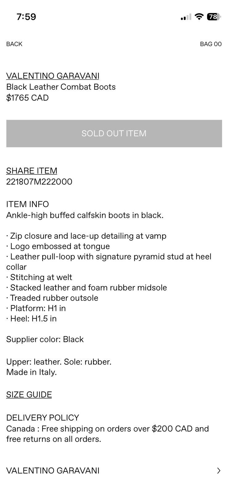 Valentino Black Leather Combat boots Size US 11 / EU 44 - 14 Thumbnail
