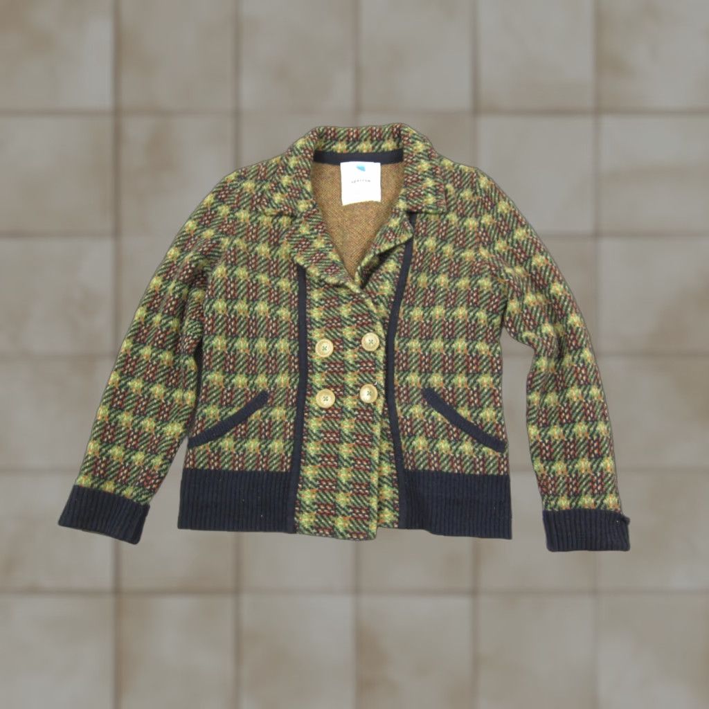 Arrow Sparrow Jacket Womens Medium Green Wool Knit Cardigan Houndstooth Button Casual Formal City Classic Vintage No Size M / US 6-8 / IT 42-44 - 1 Thumbnail