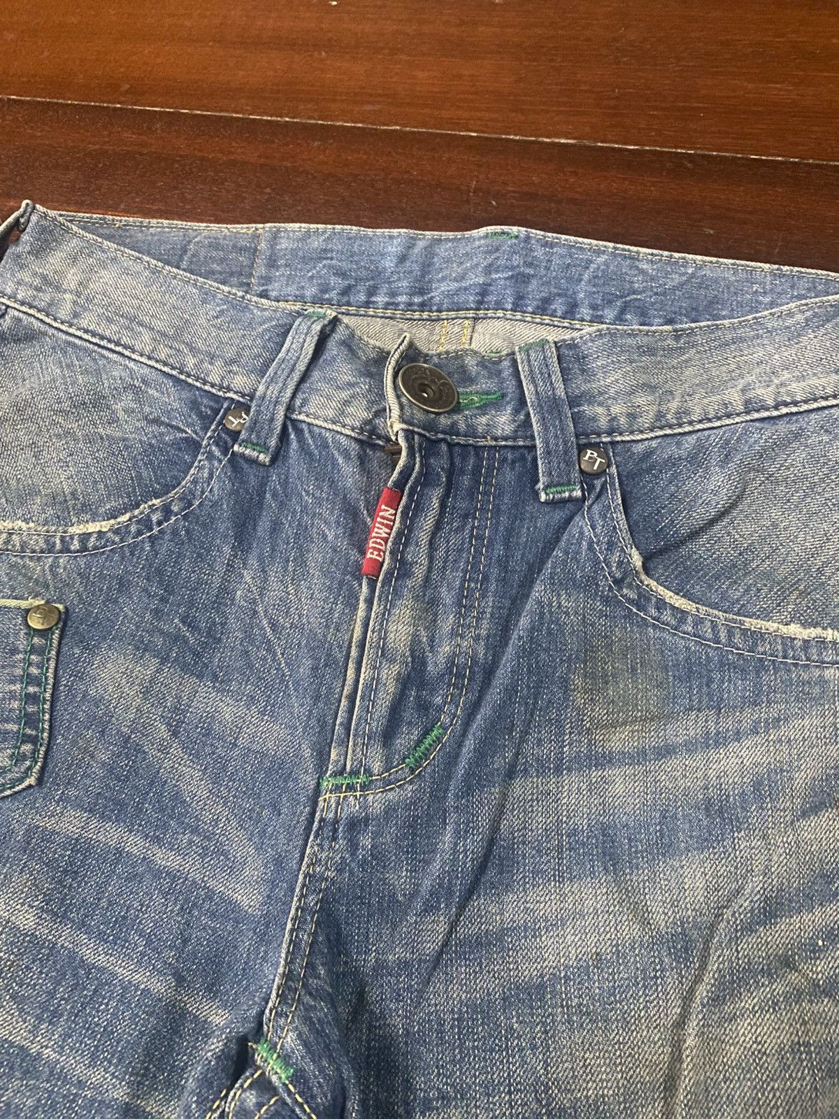 Edwin Fire Edwin bluetrip Flare Distressed Denim mud wash faded Size US 34 / EU 50 - 17 Thumbnail