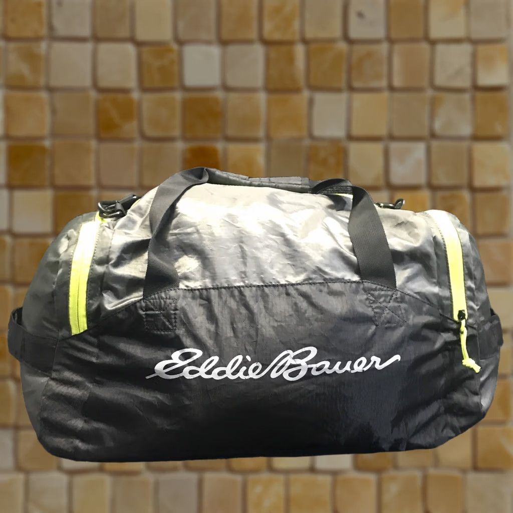 Eddie Bauer Eddie Bauer Rippack Duffle Bag Lightweight Packable Black Neon Green 063-0513 Size 40 - 1 Thumbnail