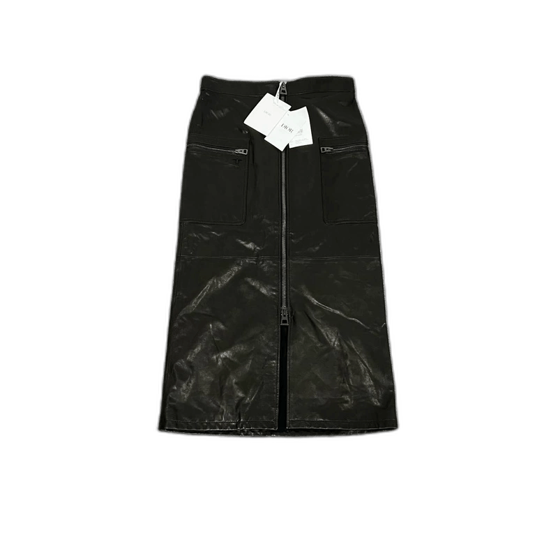 Dior Dior Black Leather Skirt with Bee Embroidery Size 36" / US 14 / IT 50 - 1 Thumbnail