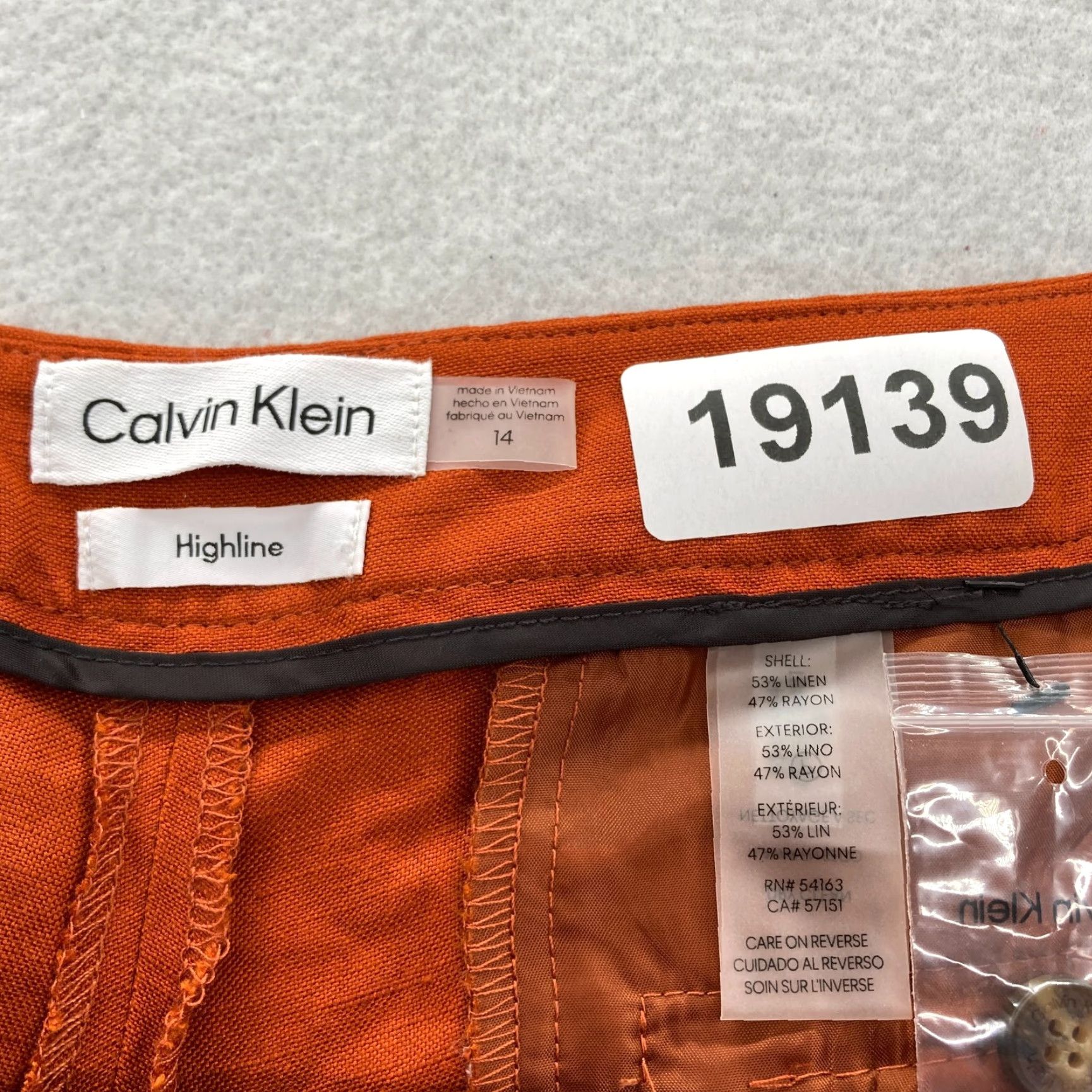 Calvin Klein Calvin Klein Highline Dress Pant Women's 14 Orange Linen Blend Tapered Leg Ankle Dress Pants Size 36" / US 14 / IT 50 - 5 Thumbnail