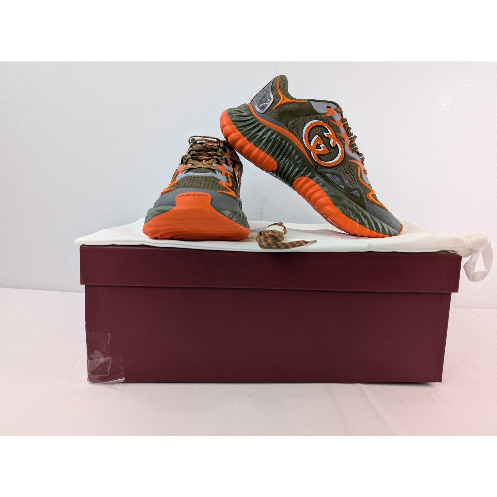 Gucci o1rshd1 Ripple Mesh Low Top Sneakers in Green / Orange Size US 8 / EU 41 - 17 Thumbnail