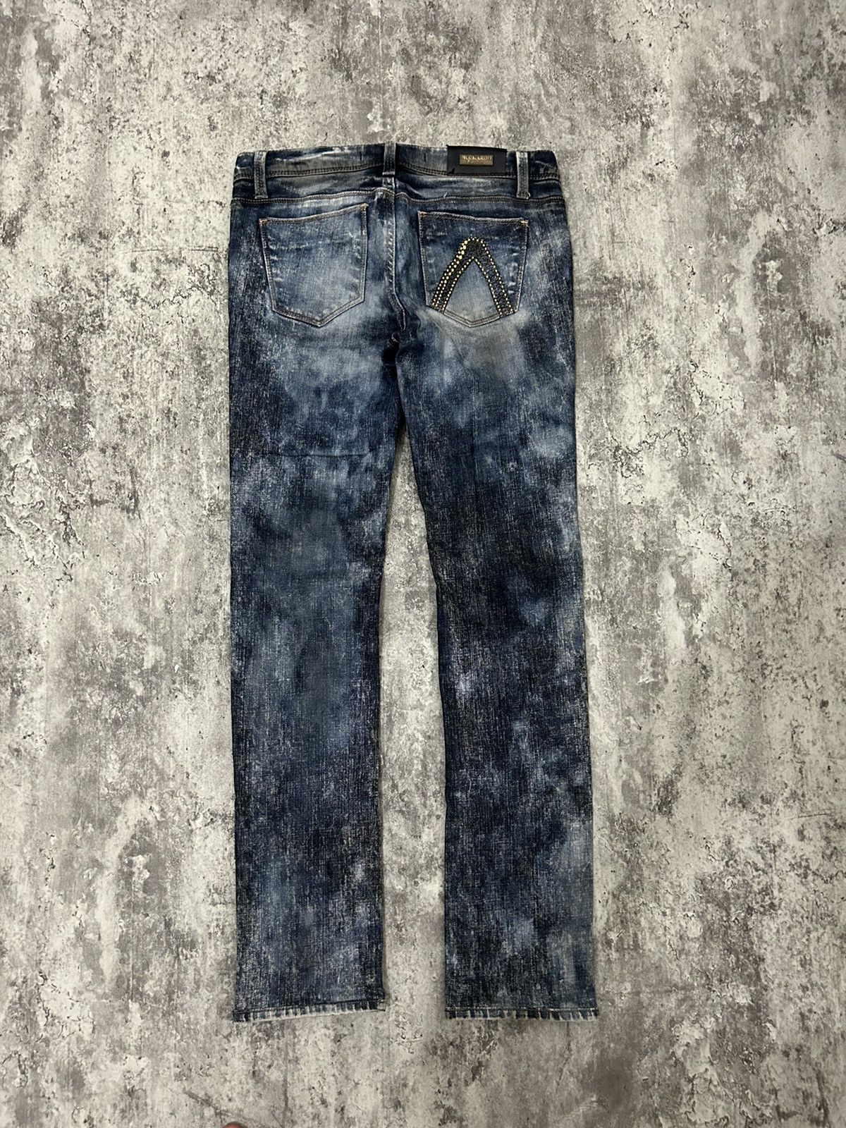If Six Was Nine × Japanese Brand × Le Grande Bleu (L.G.B.) Buckaro Design Acid Wash Pattern Distressed Denim Pants Size 28" / US 6 / IT 42 - 4 Thumbnail