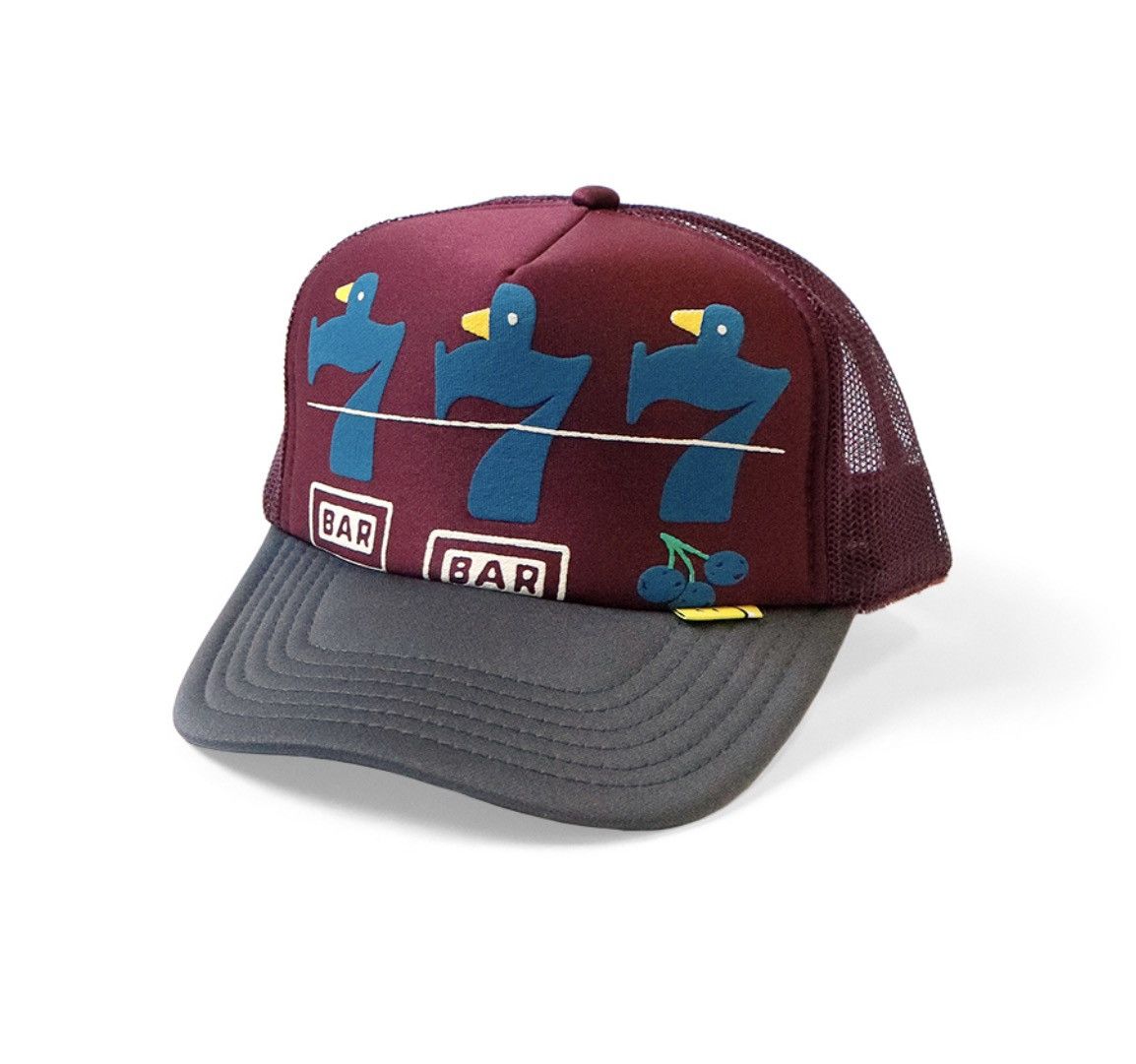 image of New! Kapital Lucky Battery Bird Trucker Cap Hat Truck in Burgandy, Men's
