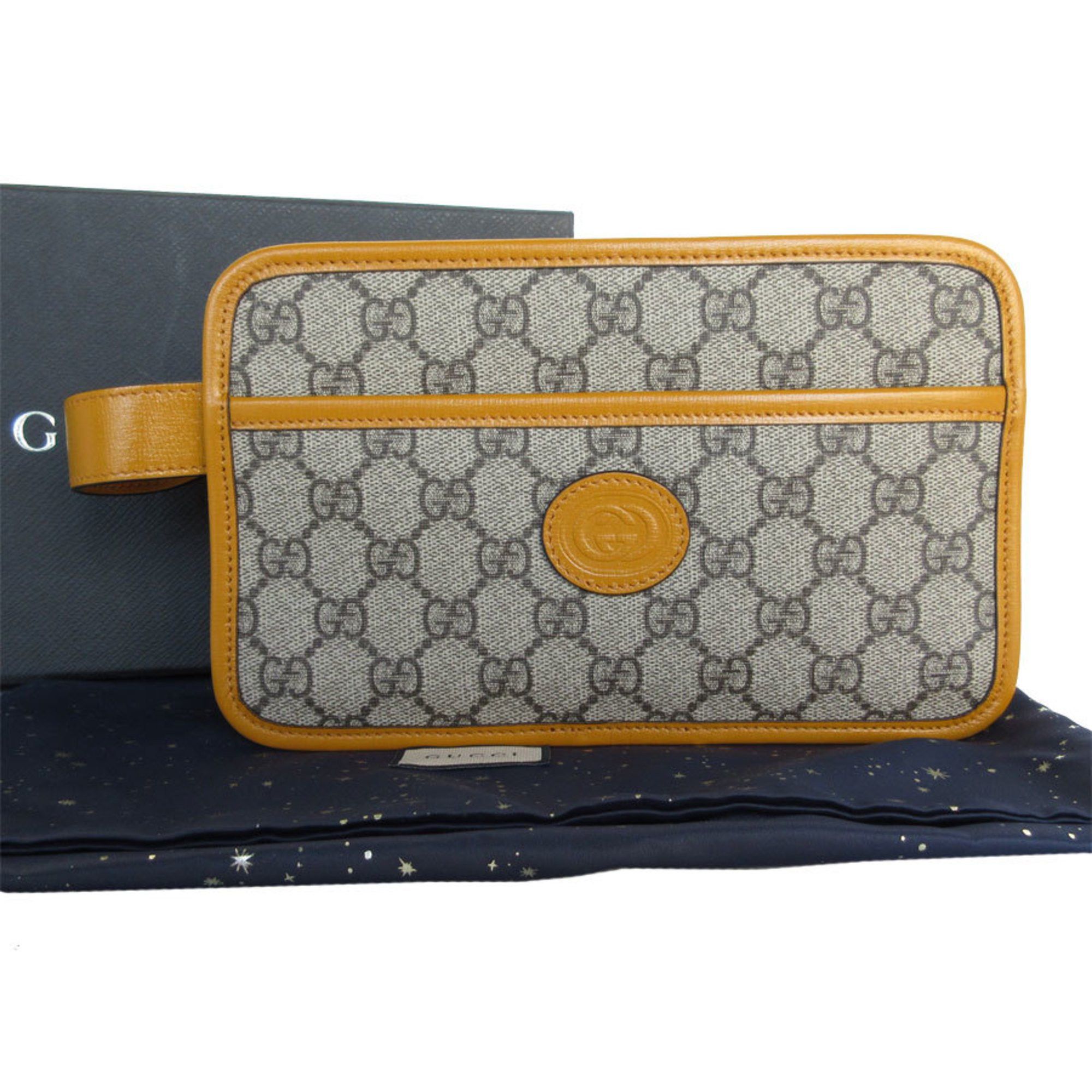 Gucci GUCCI Clutch Bag GG Supreme Canvas Leather Beige Brown Yellow Gold Men's 625764 s0547a Size ONE SIZE - 1 Thumbnail