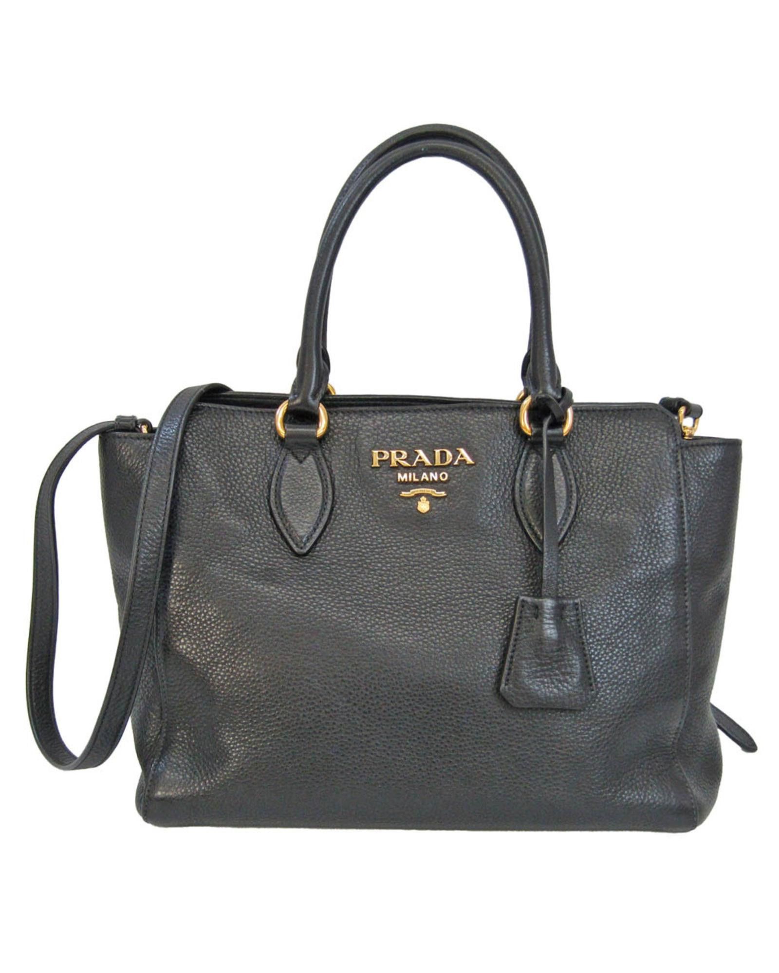 image of Prada Black Leather Handbag For Modern Women