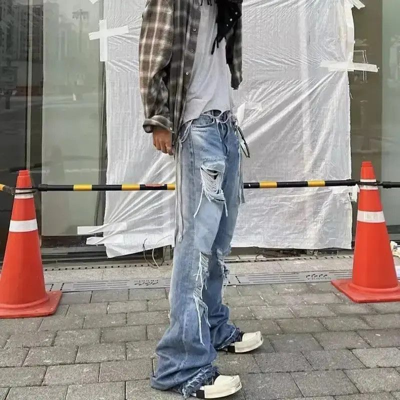 Japanese Brand Tassel Frayed Damaged Hole Baggy Jeans Size US 32 / EU 48 - 3 Thumbnail