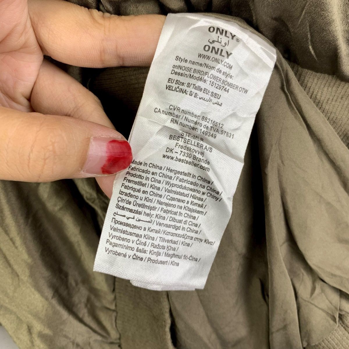 Only NY ONLY Floral Embroidered Satin Bomber Jacket Olive Green Size US S / EU 44-46 / 1 - 7 Thumbnail