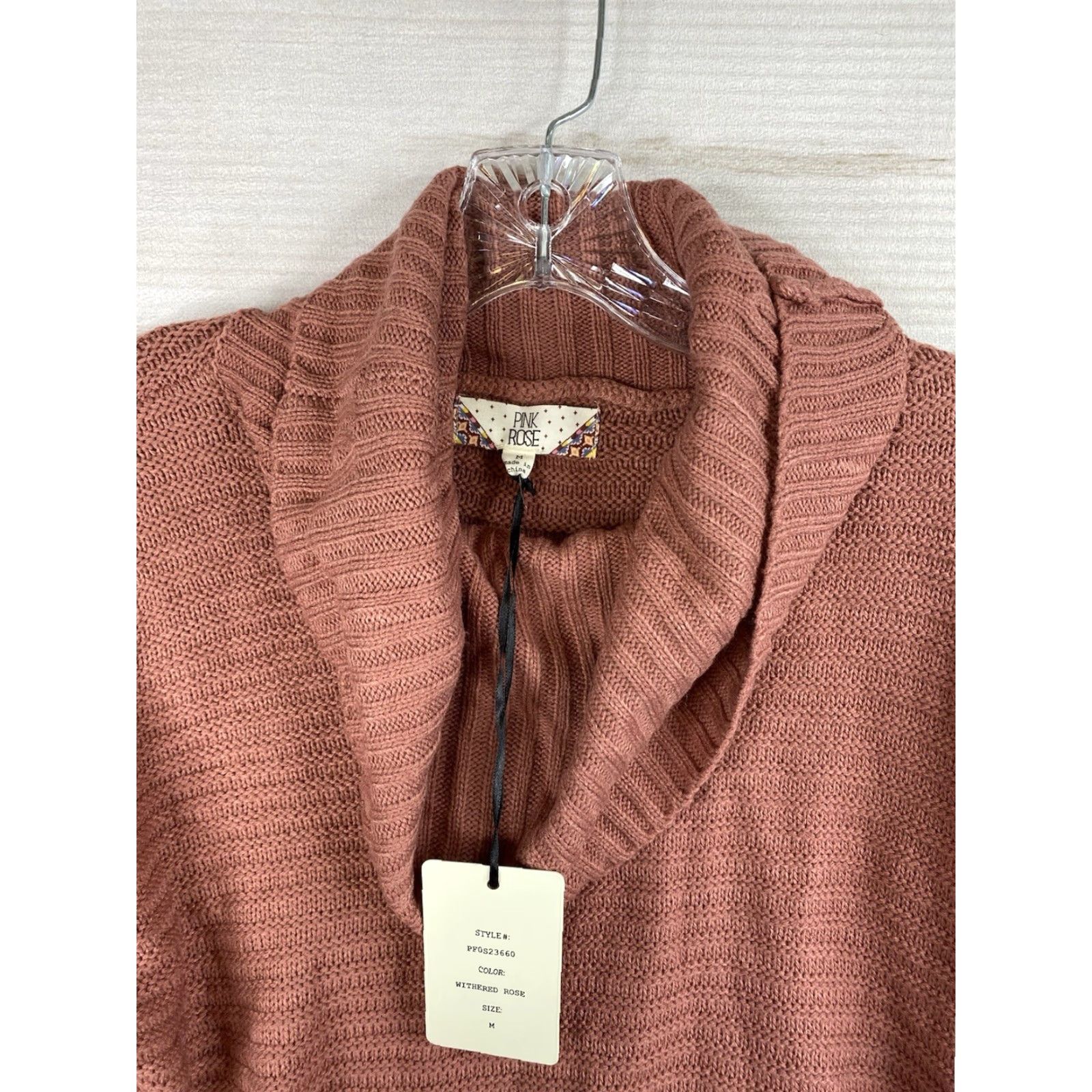 Vintage VINTAGE Pink Rose Junior Sweater M Pink Turtleneck Cable Knit Pullover Cropped NWT Size M / US 6-8 / IT 42-44 - 2 Thumbnail