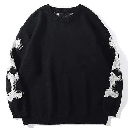 Japanese Brand Oversized Skeleton Bone Printed Knitted Sweaters Size US L / EU 52-54 / 3 - 4 Thumbnail
