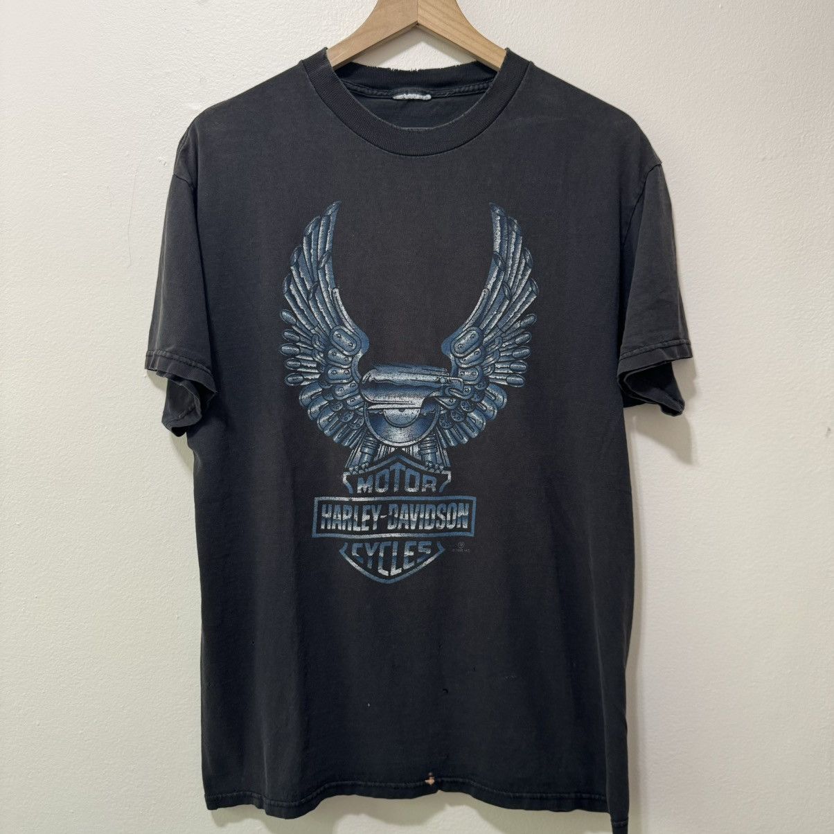 image of Faded Harley Davidson Metal Bird Shirt in Black, Men's (Size XL)